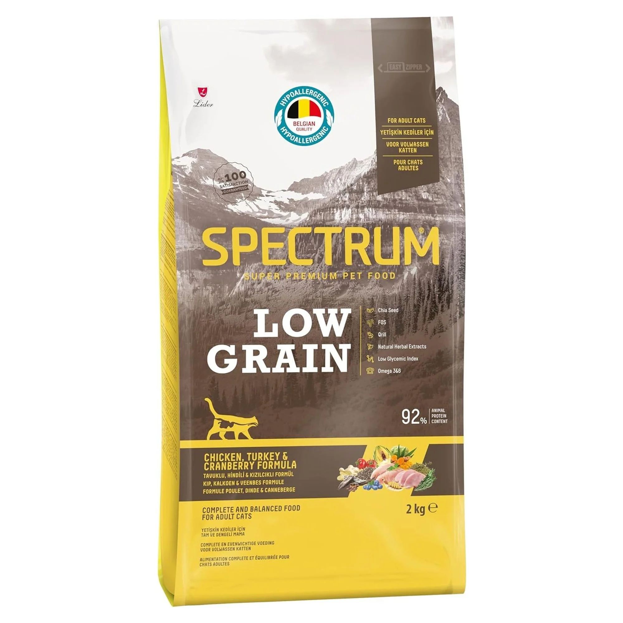 Spectrum Low Grain Tavuklu ve Hindili Yetişkin Kedi Maması 2 KG