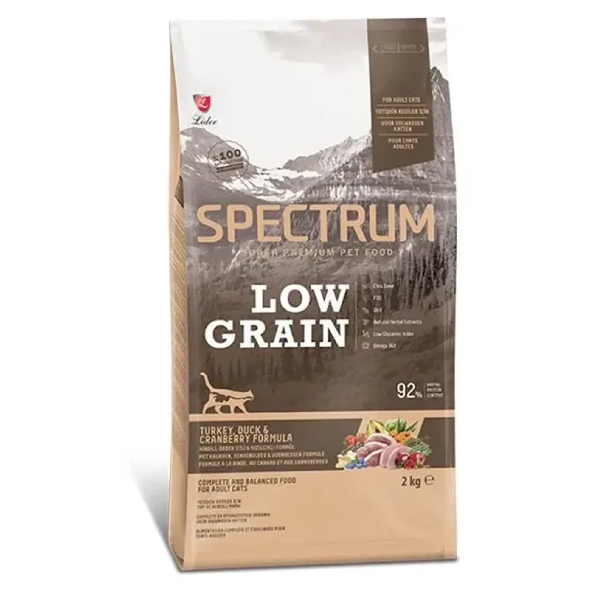 Spectrum Spectrum Low Grain Hindili Ördekli ve Yaban Mersinli Yetişkin Kedi Maması 2 KG
