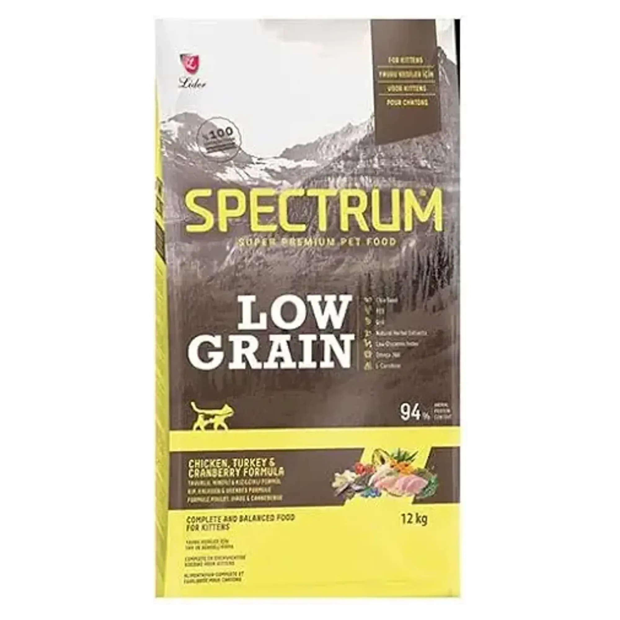 Spectrum Spectrum Low Grain Kitten Tavuk&Hindi ve Yaban Mersinli Yavru Kedi Kuru Maması 12 KG