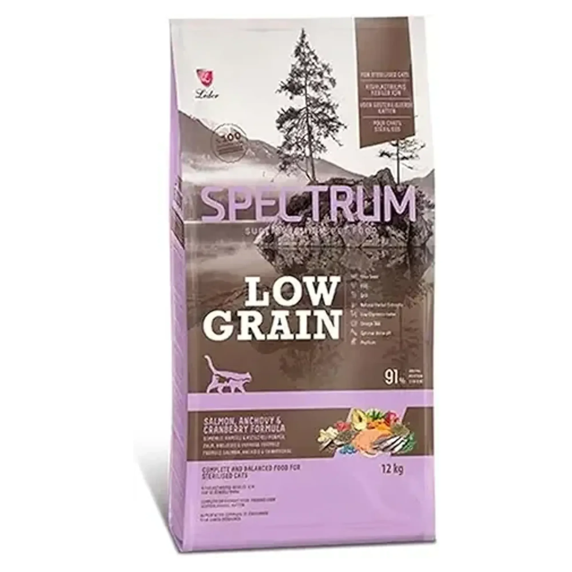 Spectrum Low Grain Sterilised Somon&Hamsi ve Yaban Mersinli Kısırlaştırılmış Kedi Kuru Maması 12 KG