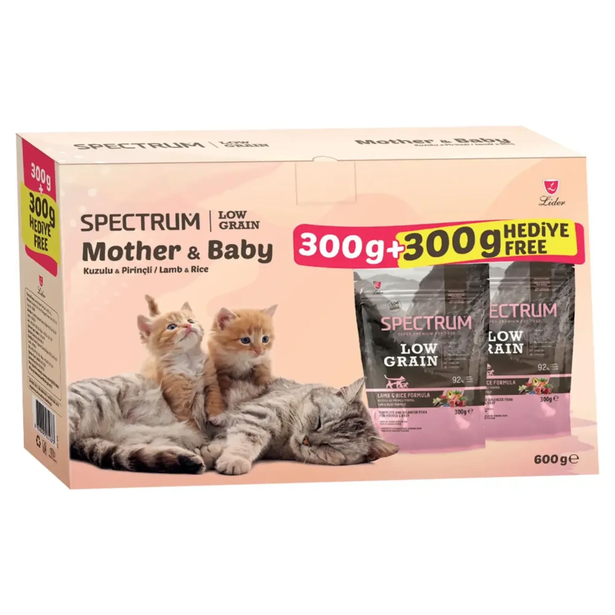 Spectrum Anne & Yavru Kediler İçin Düşük Tahıllı Kedi Maması 40/22 L&R 0.3+0.3 KG