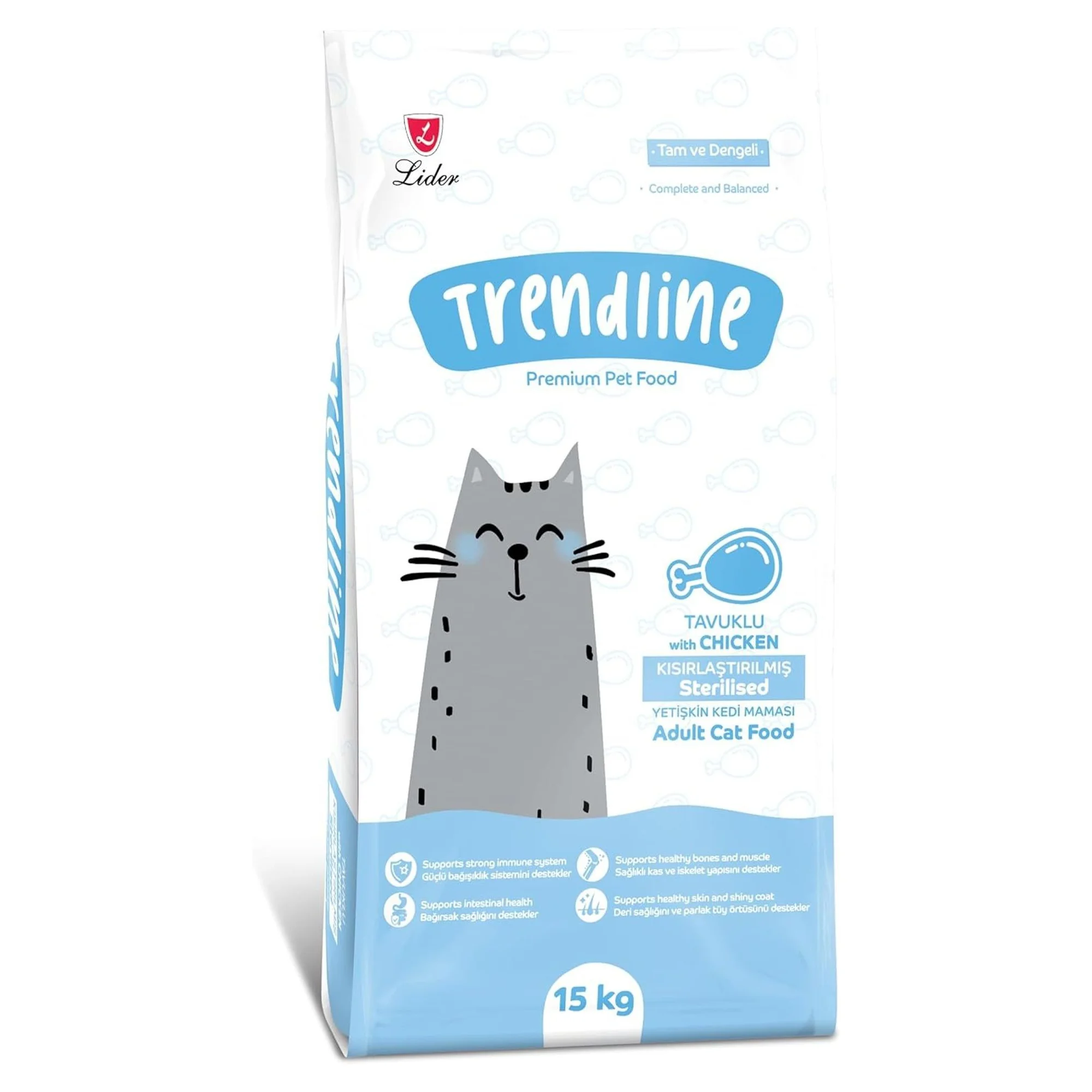 Trendline Trendline Tavuklu Kısırlaştırılmış Yetişkin Kedi Maması 15 KG
