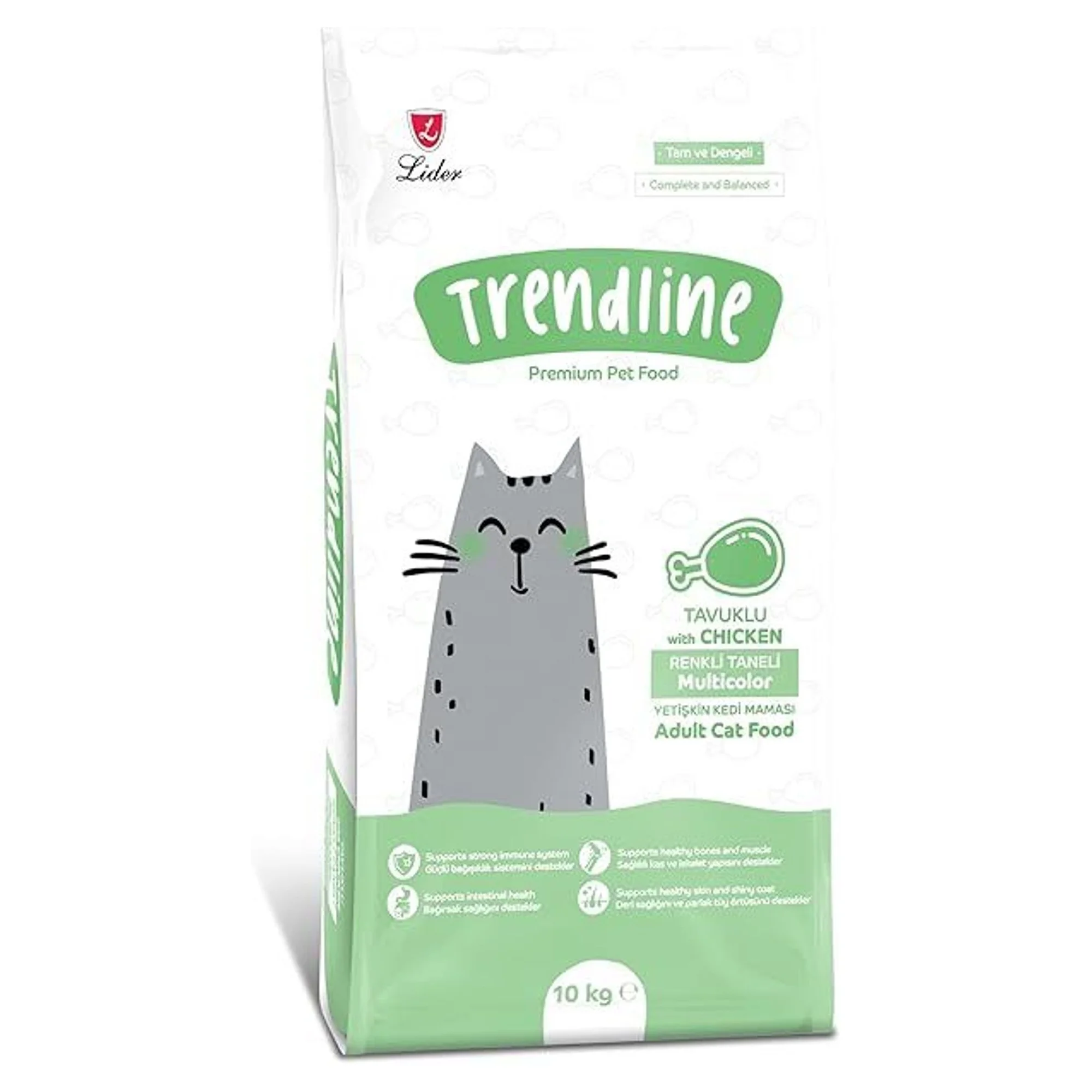 Trendline Trendline Renkli Taneli Tavuklu Yetişkin Kedi Maması 10 KG