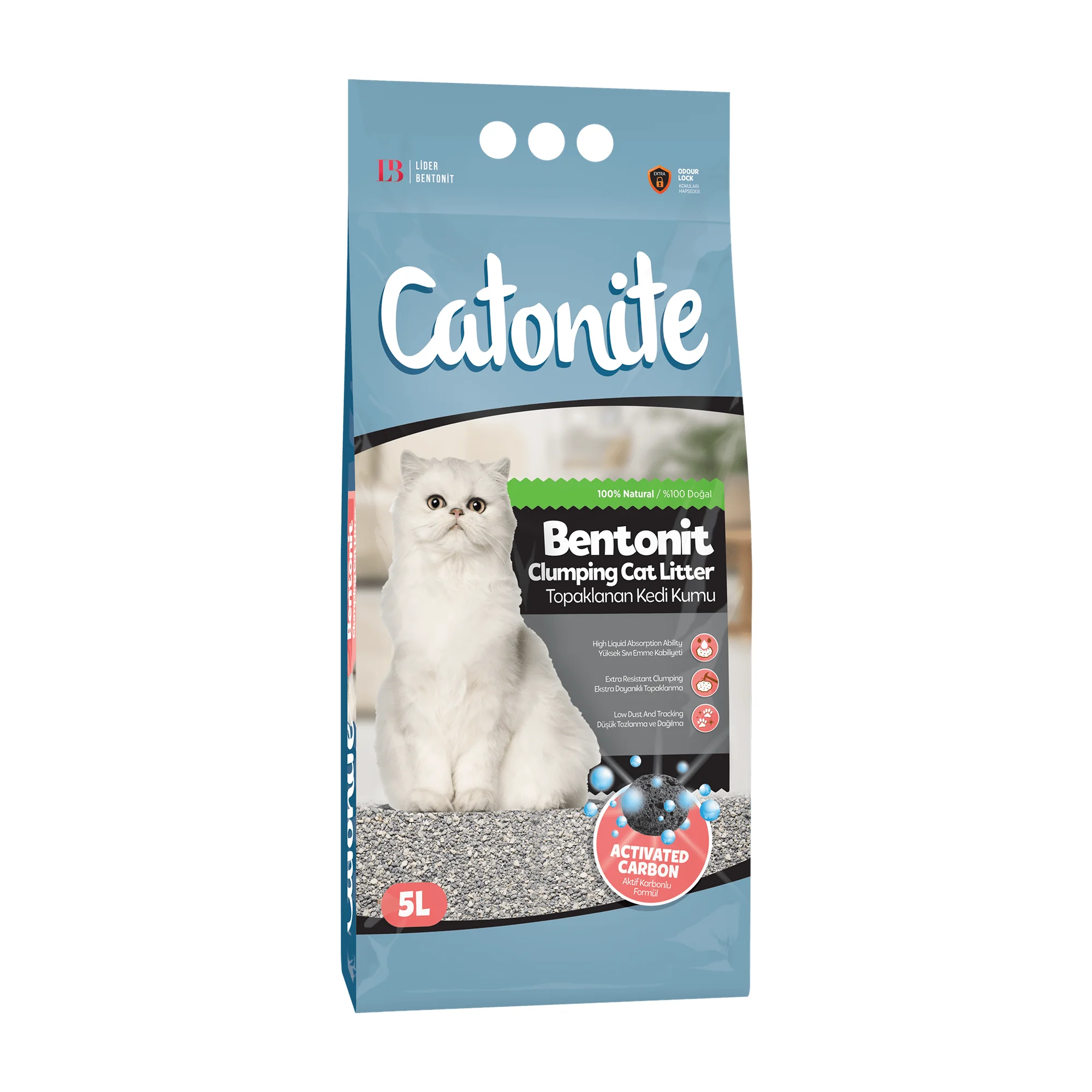 Catonite Aktif Karbonlu Bentonit Kedi Kumu 5 L