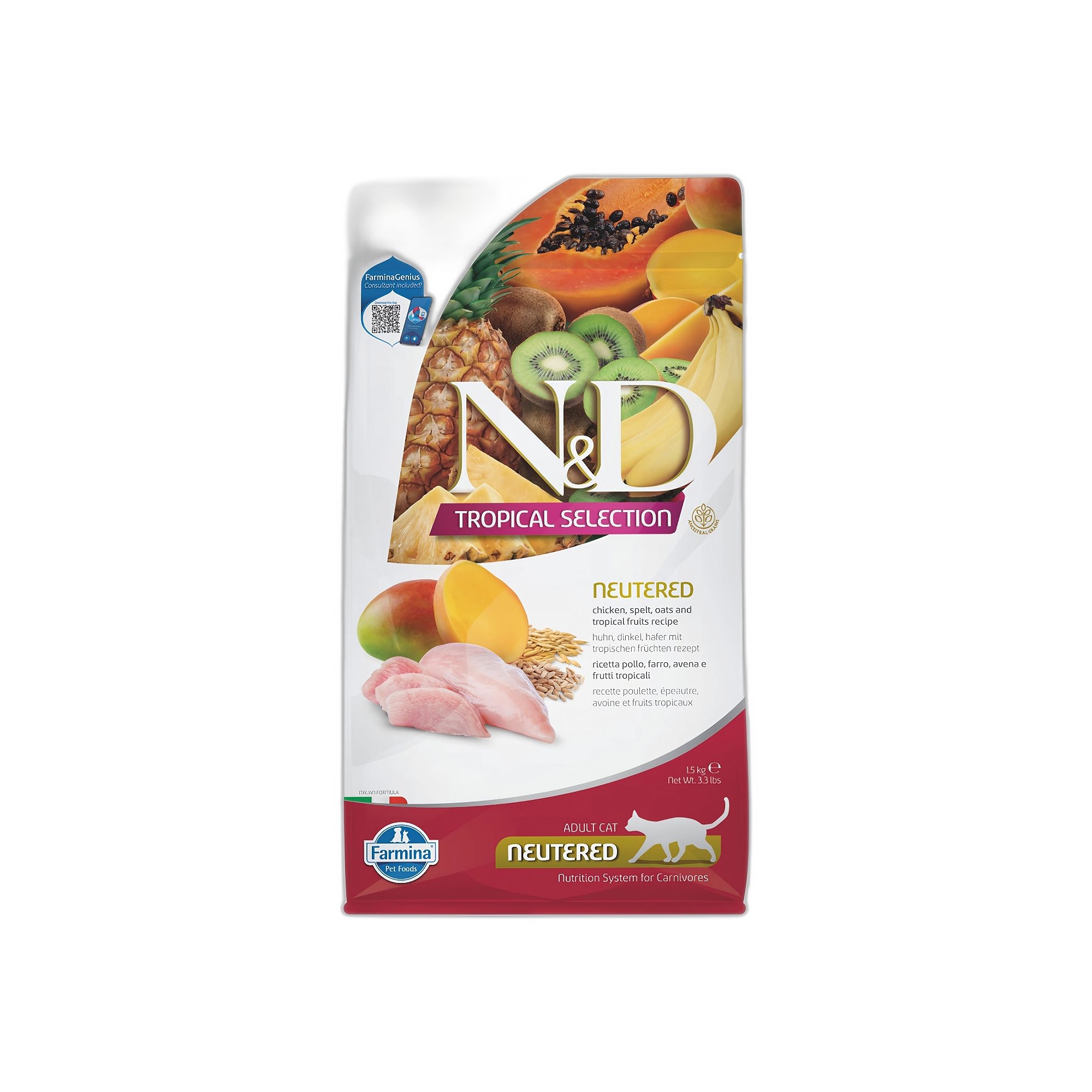 N&D Tropical Selection Tavuklu ve Tropikal Meyveli Kısırlaştırılmış Kedi Maması 1.5 Kg - Ana Görsel