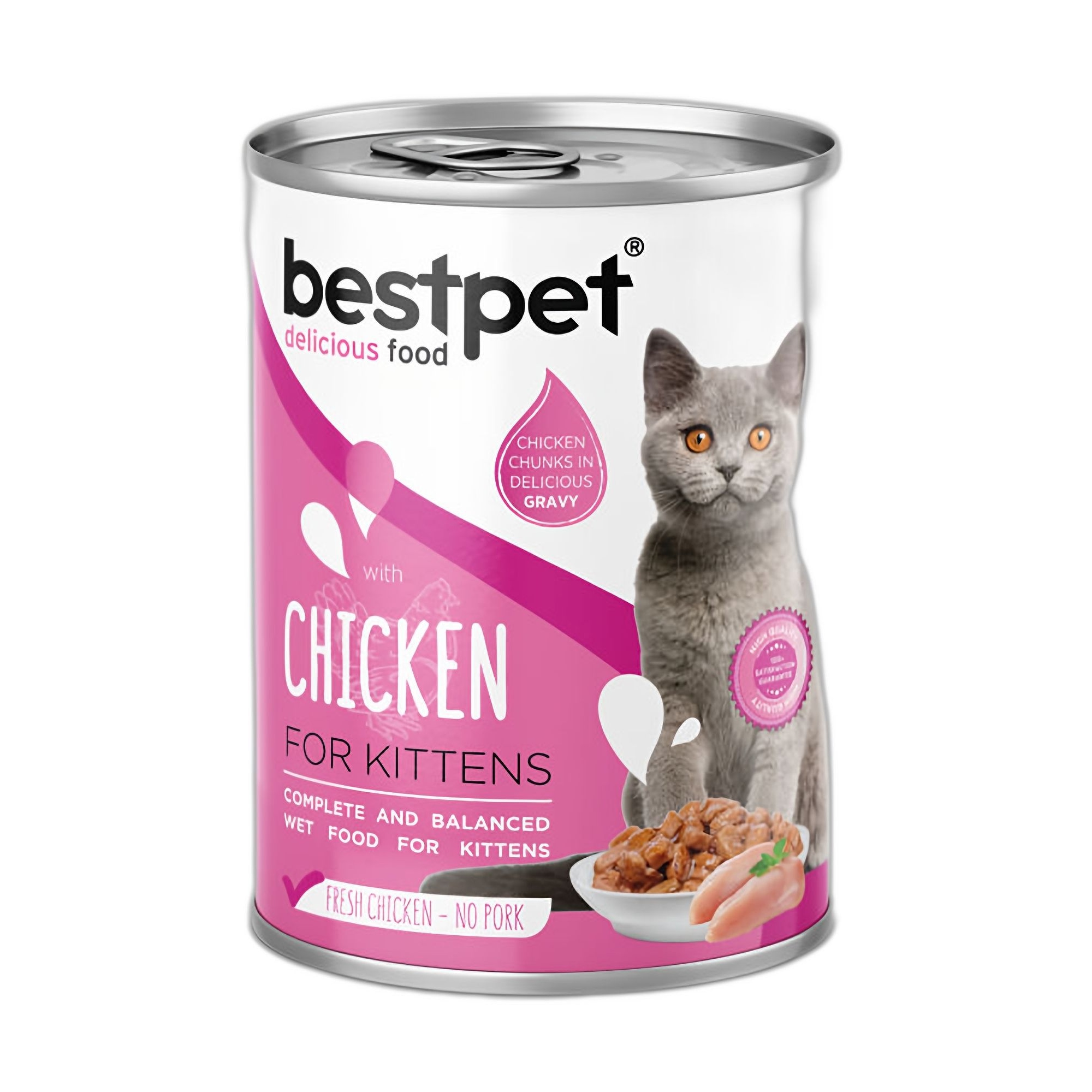 Bestpet Gravy Kitten Parça Tavuk Etli Yavru Kedi Konservesi 400 G - Ana Görsel