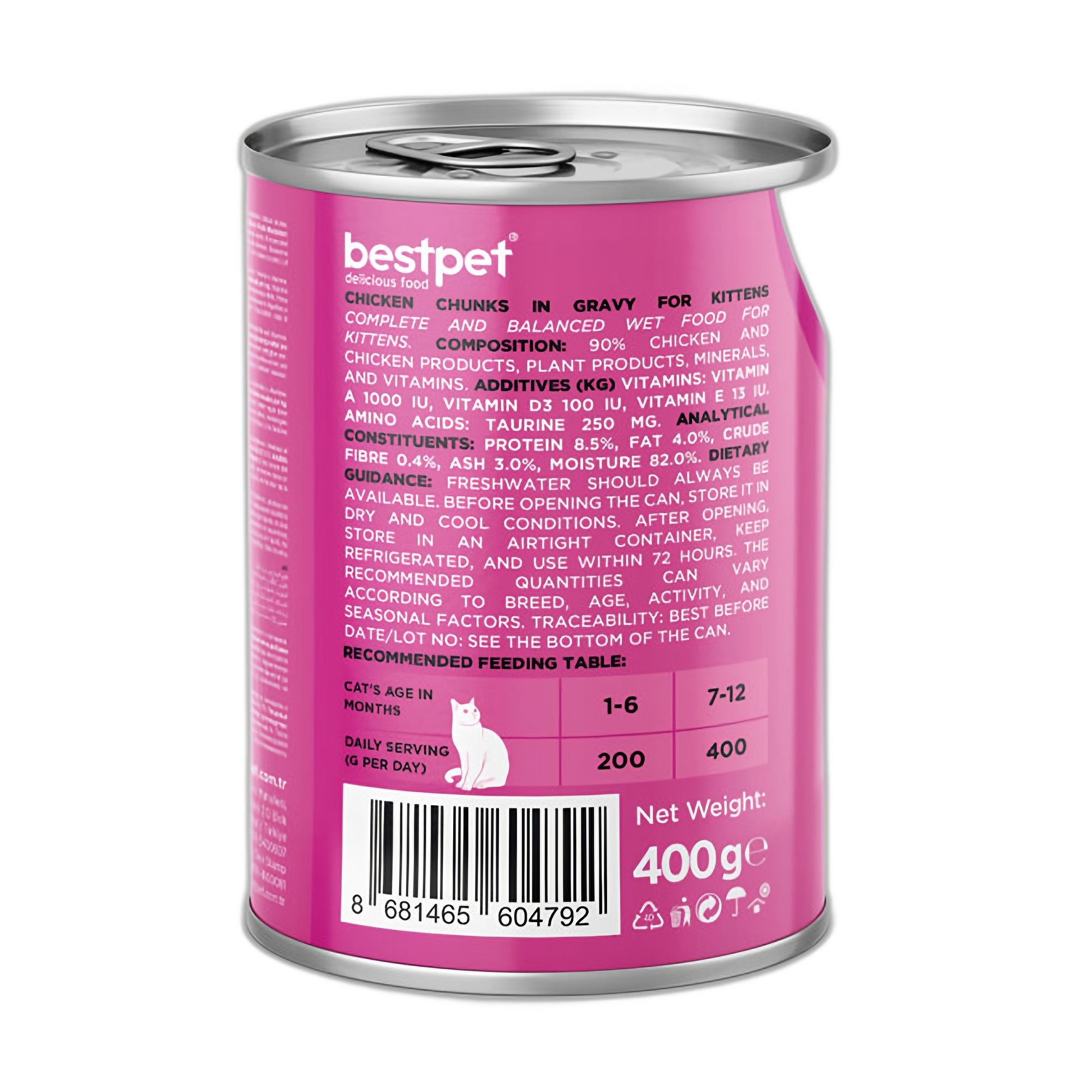 Bestpet Gravy Kitten Parça Tavuk Etli Yavru Kedi Konservesi 400 G - Görsel 2