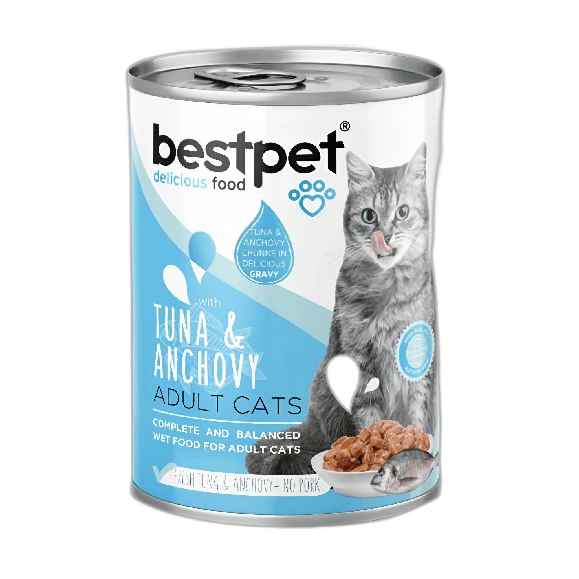 Bestpet Gravy Tuna Anchovy Parça Ton ve Hamsili Yetişkin Kedi Konservesi 400 G - Ana Görsel