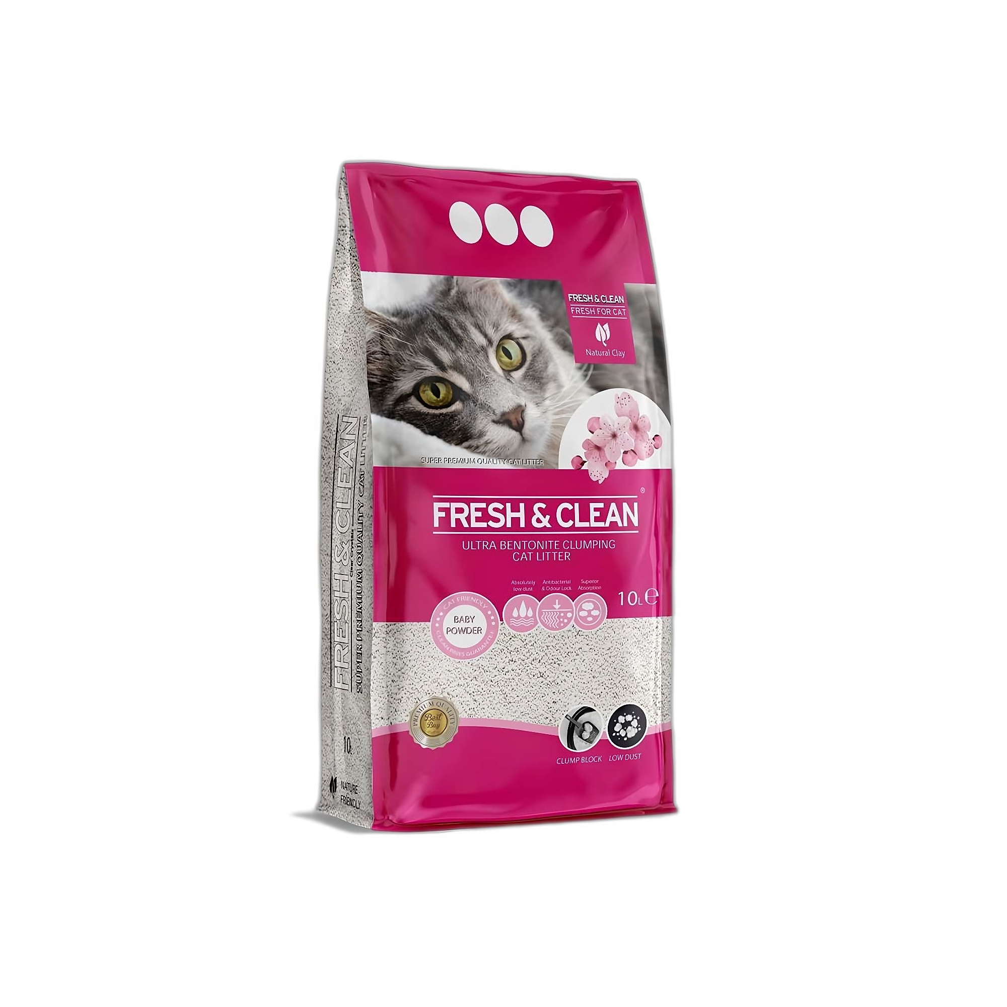 Fresh & Clean Bebek Pudrası Kokulu Bentonit Kedi Kumu 10L - Ana Görsel