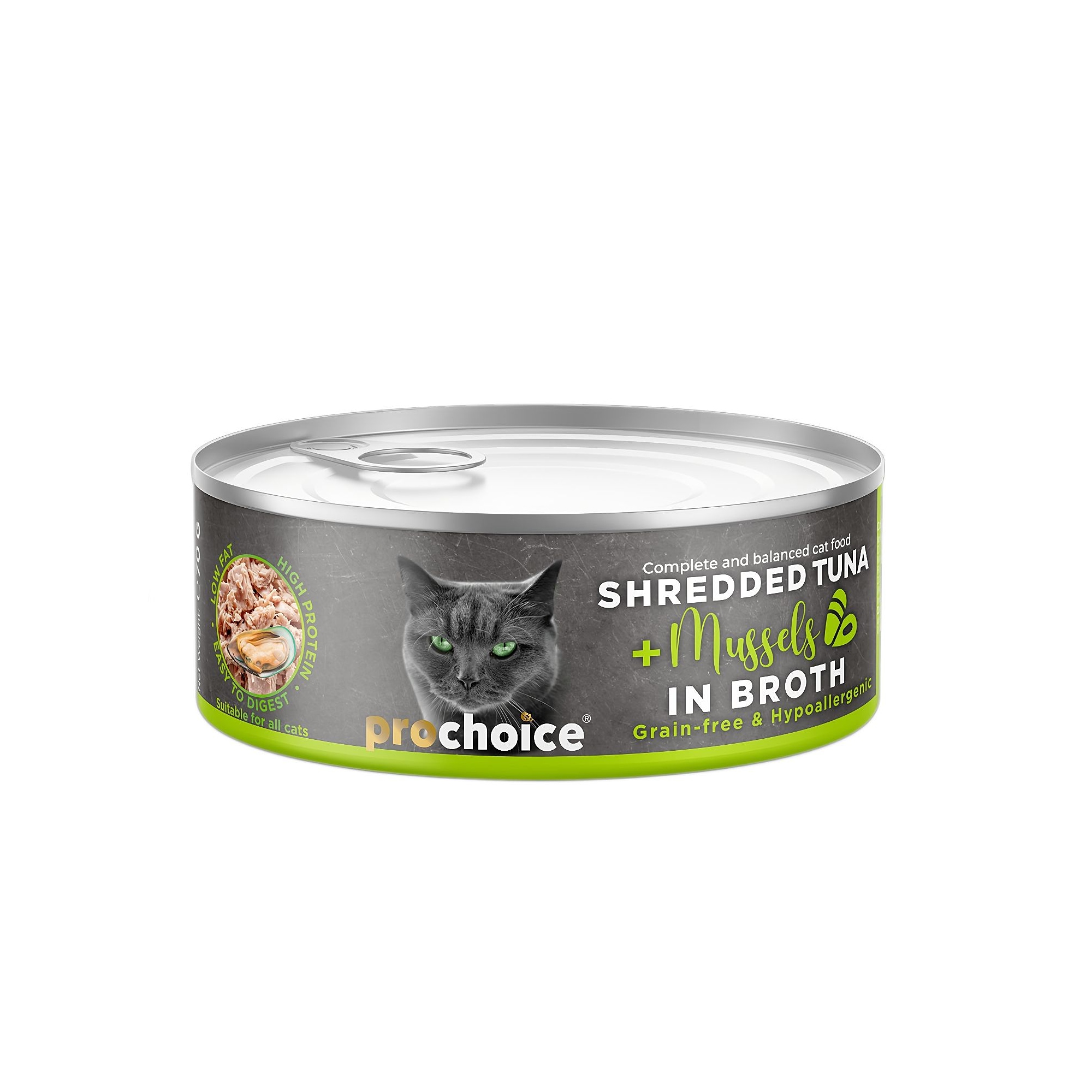 ProChoice Deluxe Tuna&Mussel in Broth Sos İçinde Ton Balıklı ve Midyeli Tahılsız Yetişkin Kedi Konservesi 70G - Ana Görsel