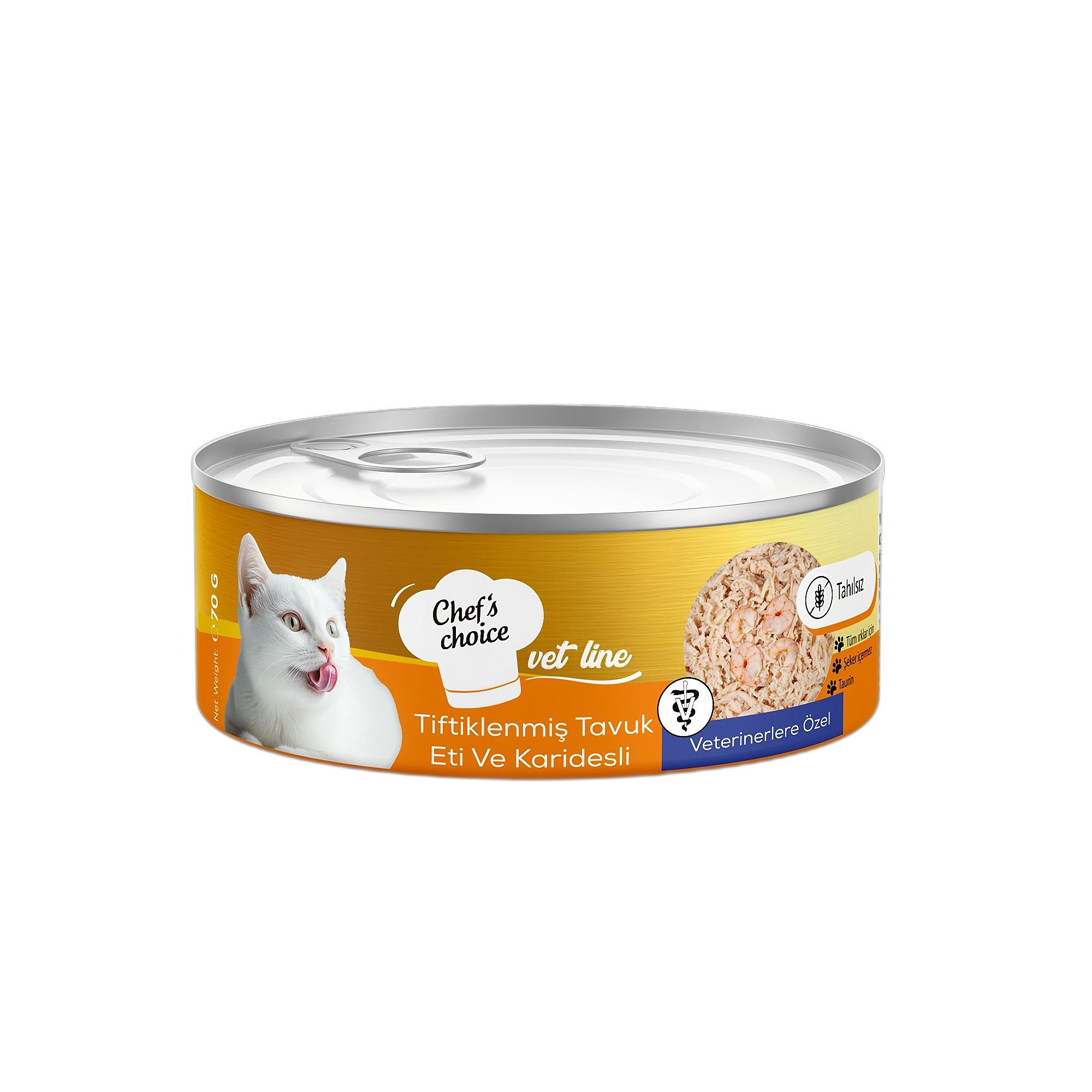 Chef's Choice Vet Line Tiftiklenmiş Tavuk Etli ve Kalamarlı Yetişkin Kedi Konservesi 70G - Ana Görsel