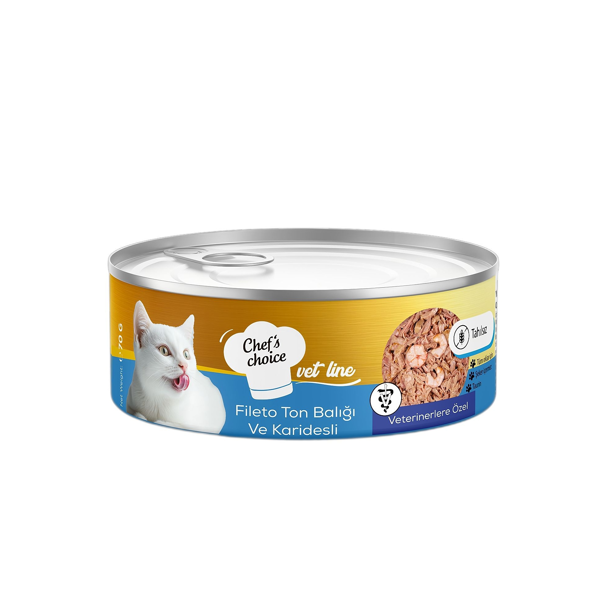 Chef's Choice Vet Line Fileto Ton Balıklı ve Karidesli Yetişkin Kedi Maması 70G - Ana Görsel