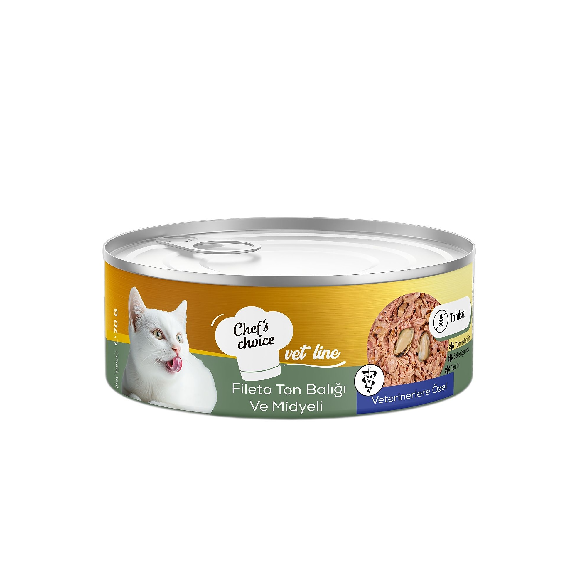 Chef's Choice Vet Line Fileto Ton Balıklı ve Midyeli Yetişkin Kedi Konservesi 70G - Ana Görsel