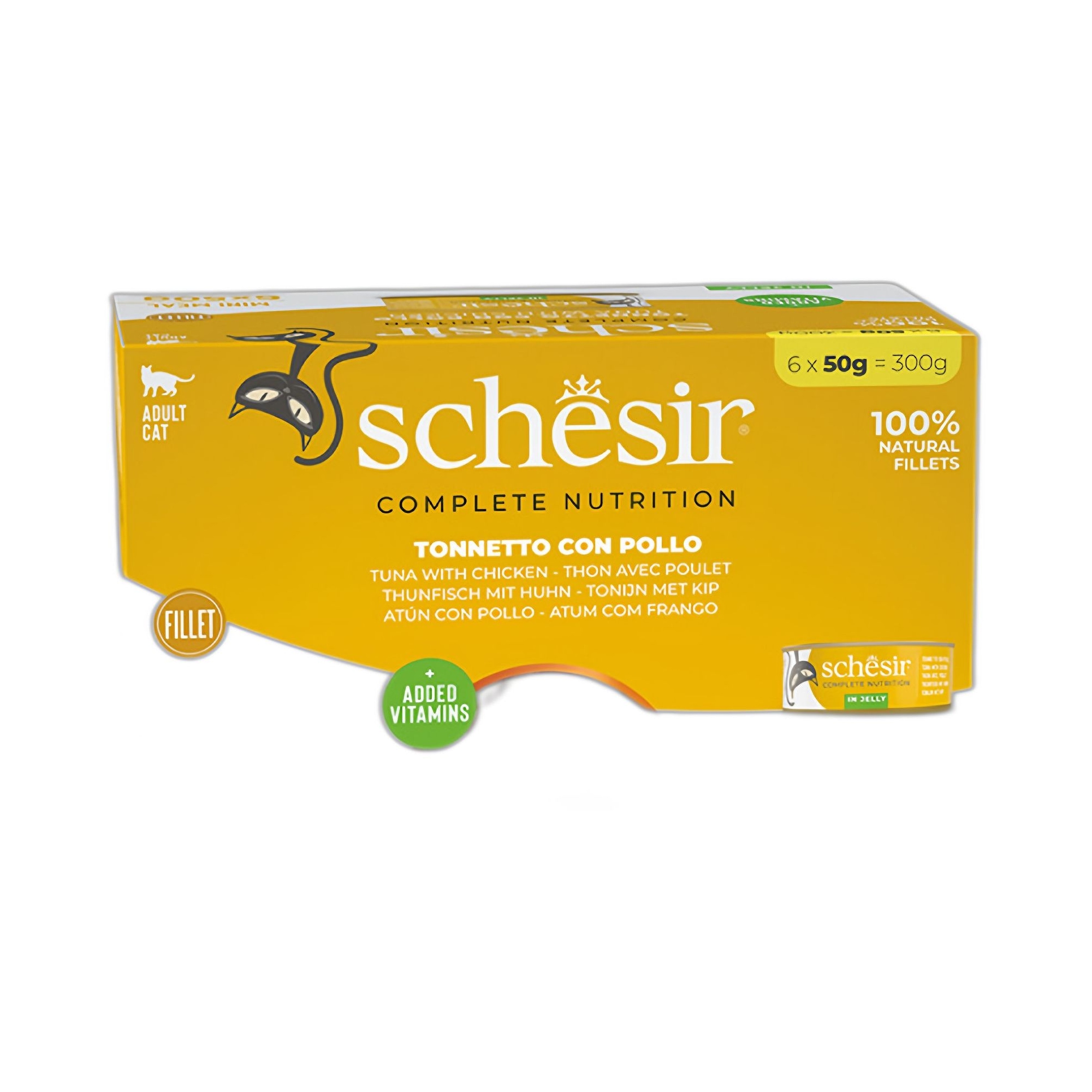 Schesir Tam ve Dengeli Ton Balığı İle Tavuklu Jöle İçinde Kedi Konservesi 6x50G - Ana Görsel