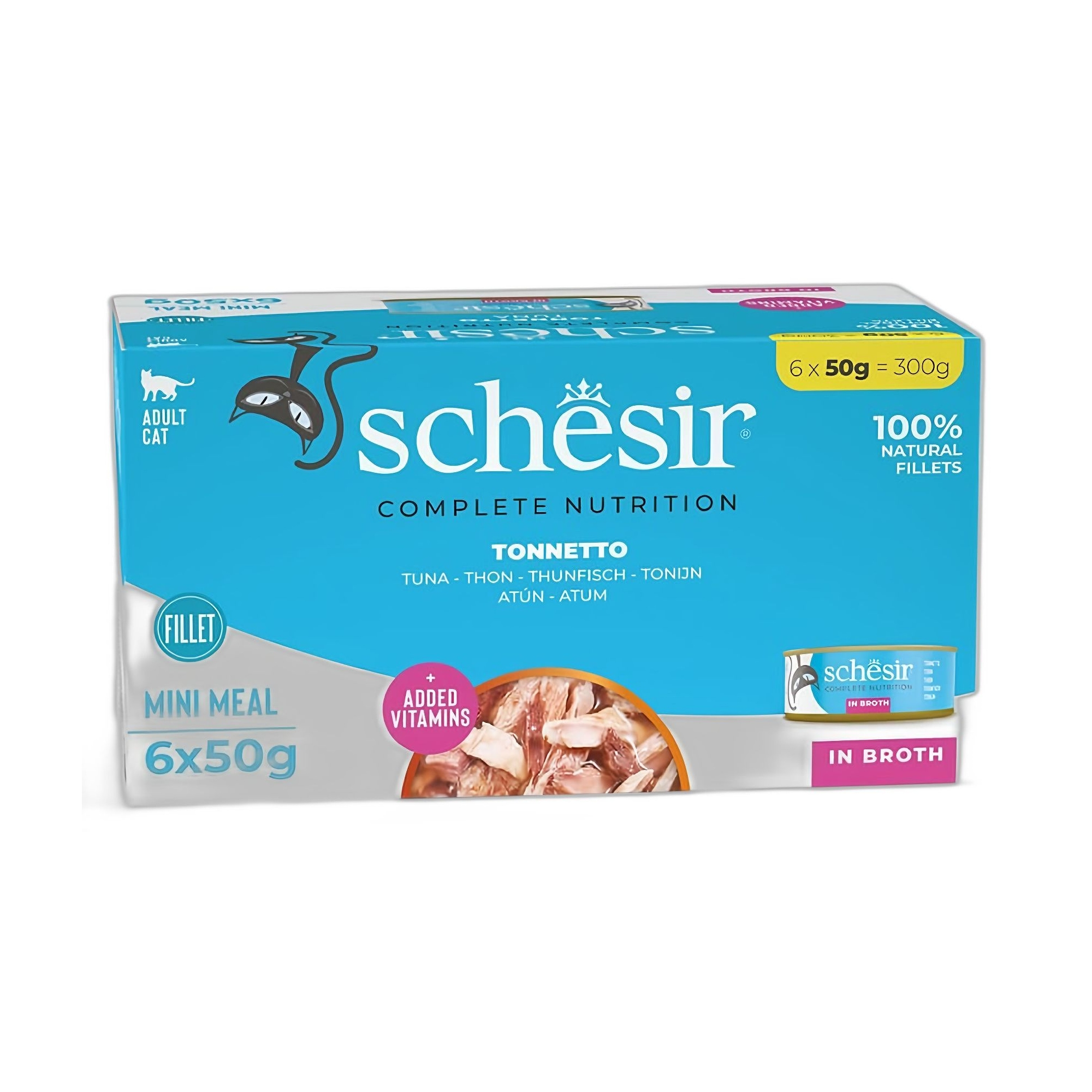 Schesir Tam ve Dengeli Ton Balıklı Pişirme Suyunda Kedi Konservesi Multipack 6x50g - Ana Görsel