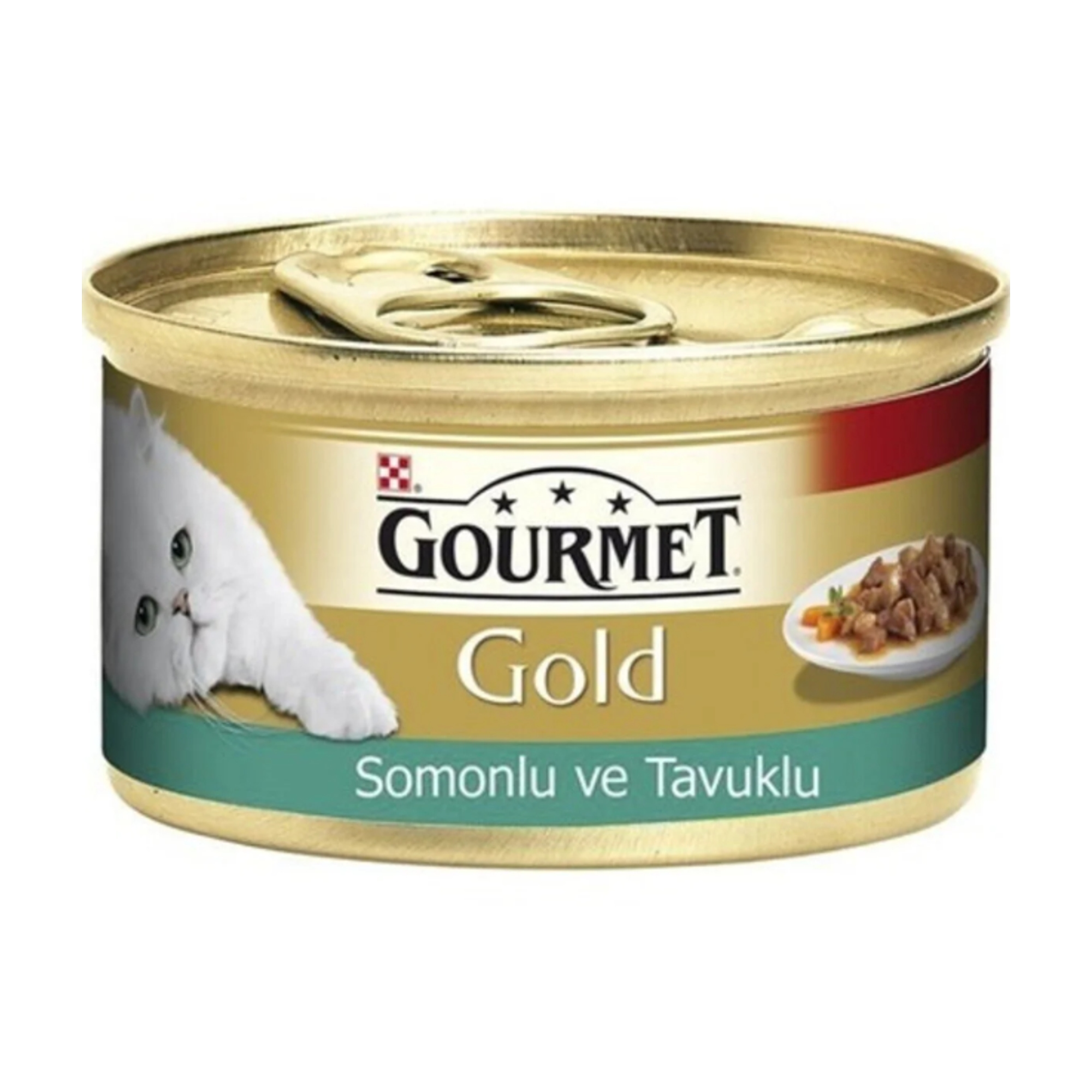Gourmet Gold Parça Etli Soslu Somonlu ve Tavuklu Kedi Konservesi 85 G