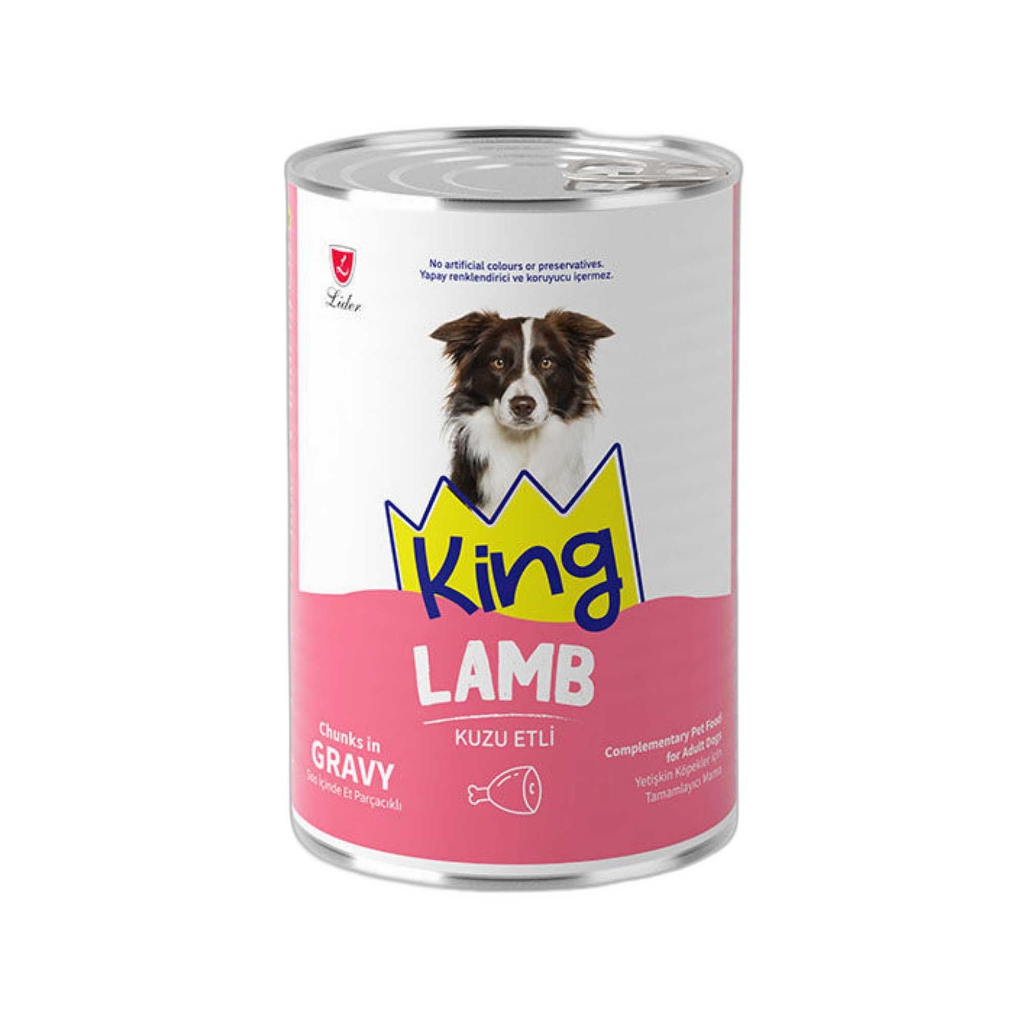 King Sos İçinde Et Parçacıklı Kuzu Etli Yetişkin Köpek Konservesi  400 G