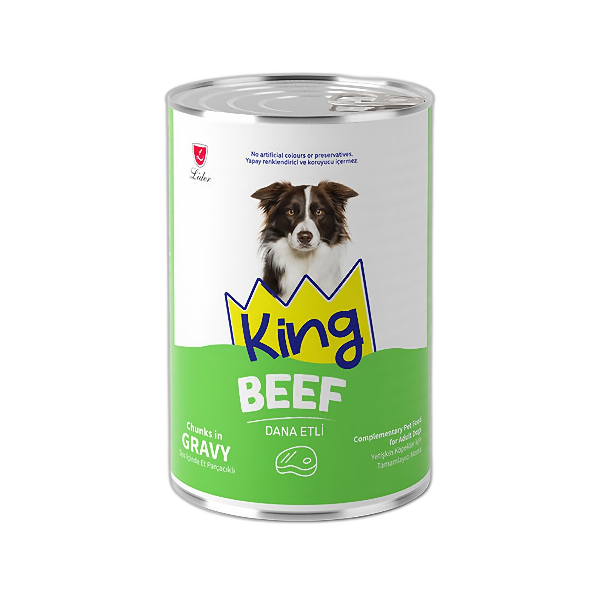 King Sos İçinde Et Parçacıklı Dana Etli Yetişkin Köpek Konservesi 400 G