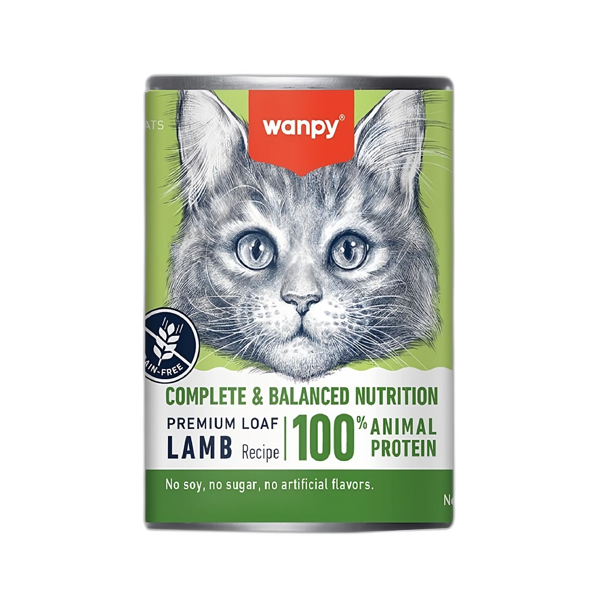 Wanpy Tahılsız %100 Gerçek Et Kuzulu Kedi Konserve 375 G