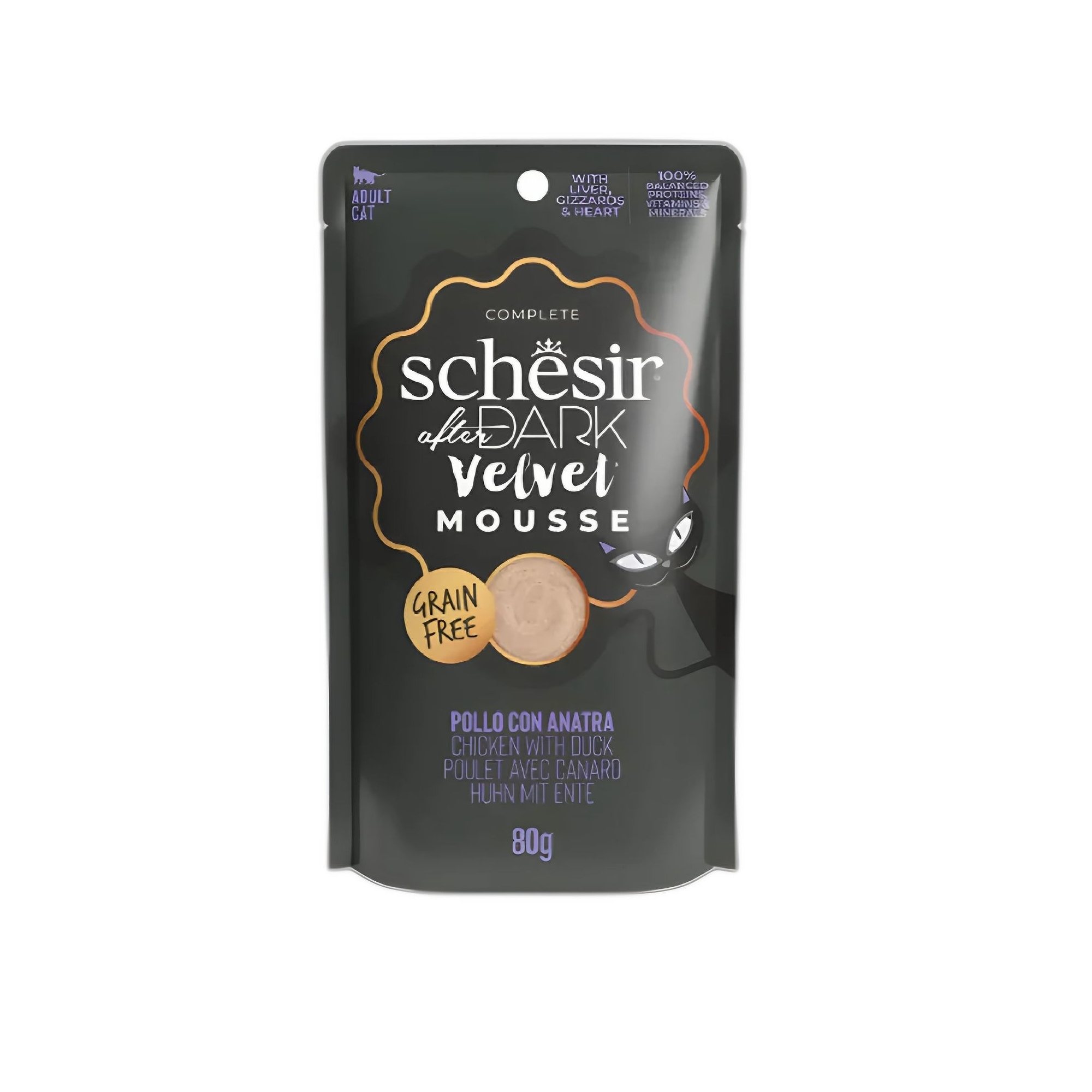 Schesir After Dark Tavuk ve Ördek Mus Yetişkin Kedi Yaş Mama 12x80 G