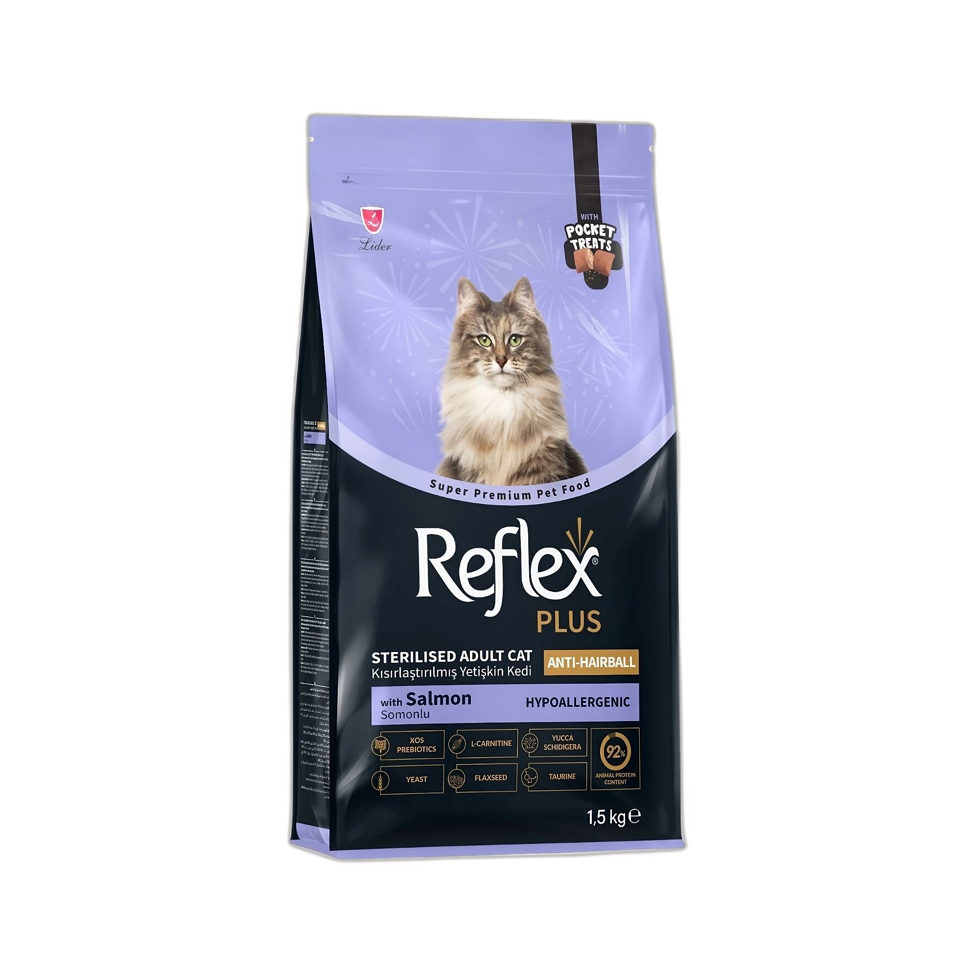 Reflex Plus Hipoalerjenik Anti-Hairball Somonlu Kısırlaştırılmış Yetişkin Kedi Maması 1.5 KG - Ana Görsel