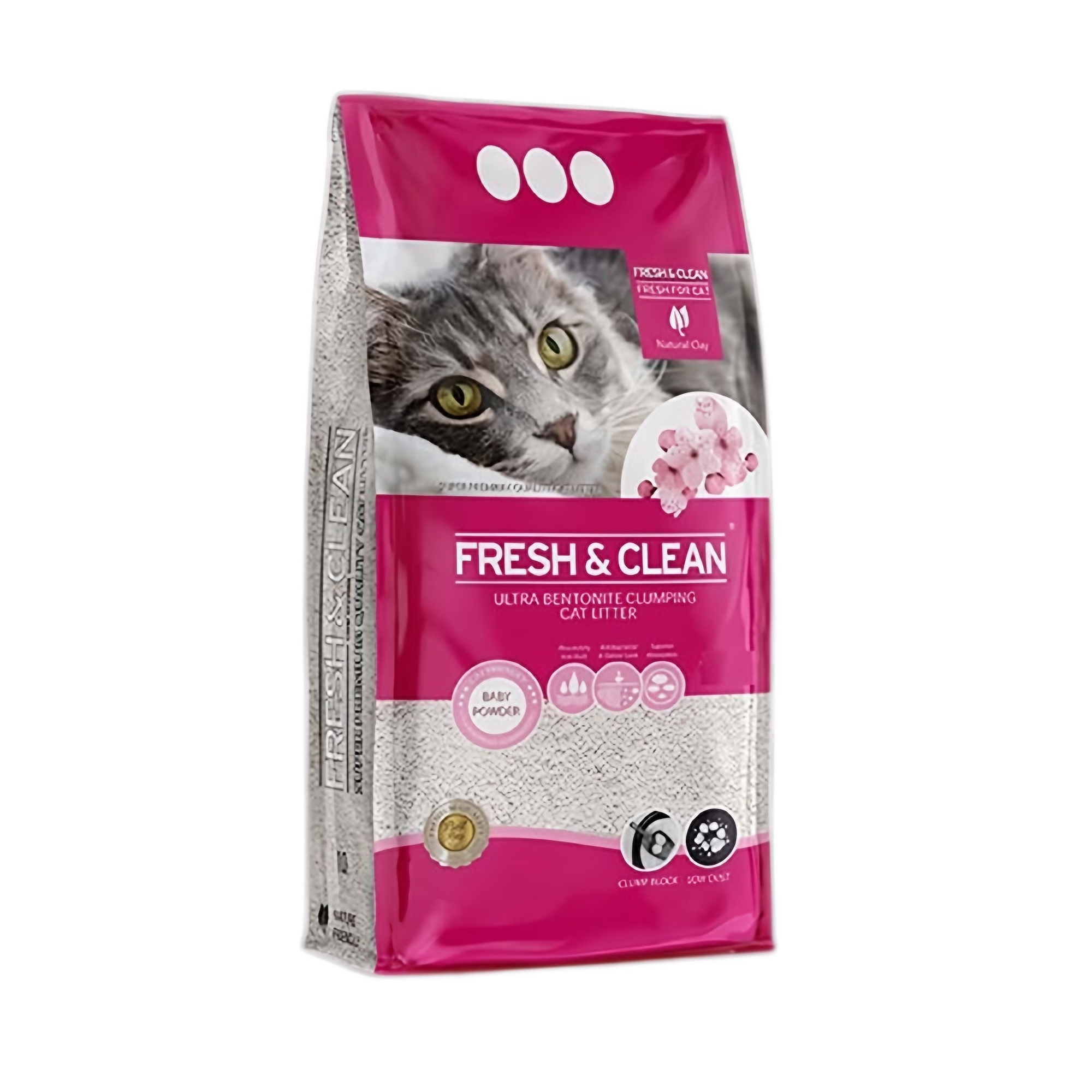 Fresh & Clean Fresh&Clean Bebek Pudrası Kokulu Bnetonit Kedi Kumu 5L
