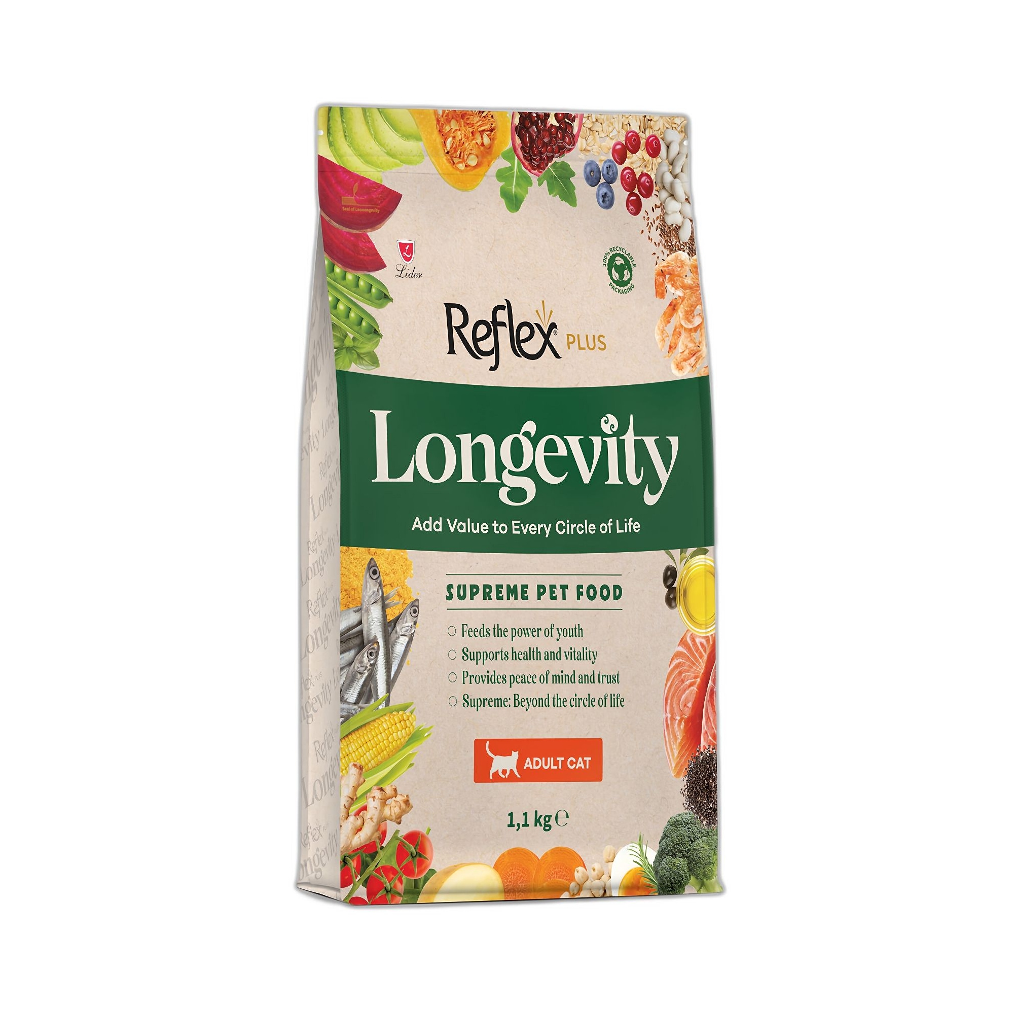 Reflex Plus Longevity Hipoalerjenik Yetişkin Kedi Maması 1.1 KG - Ana Görsel