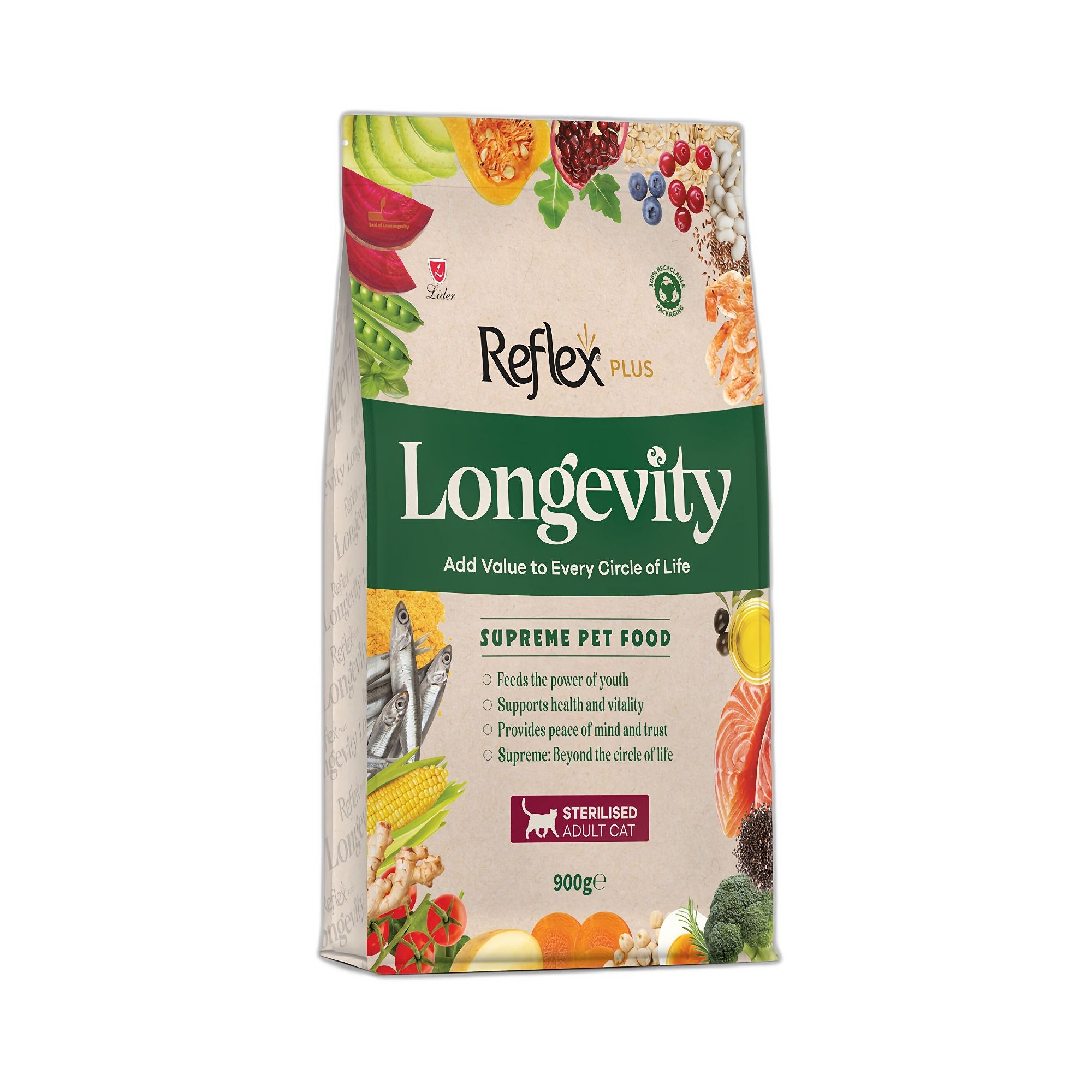 Reflex Plus Longevity Hipoalerjenik Kısırlaştırılmış Yetişkin Kedi Maması 900 G - Ana Görsel