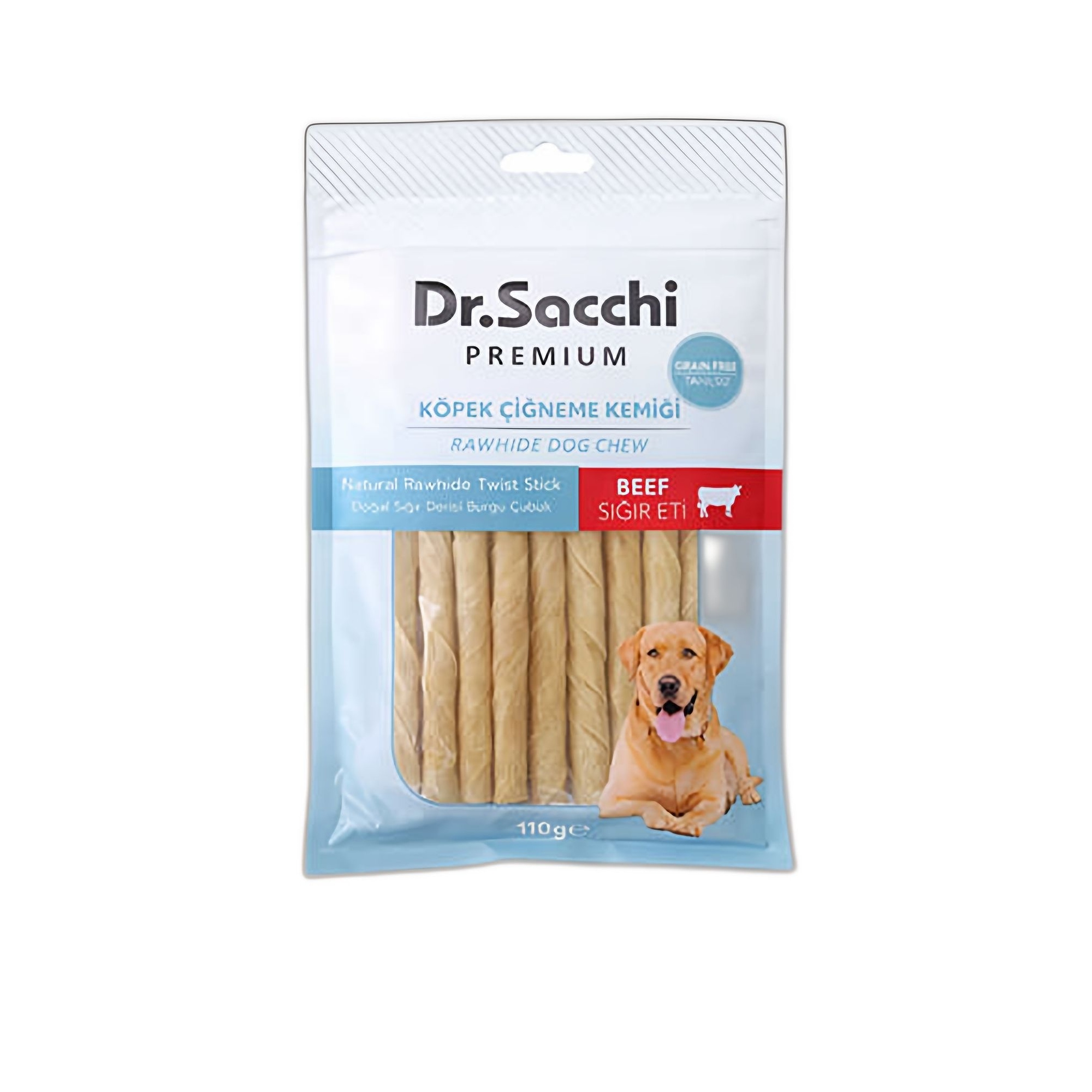 Dr.Sacchi Dr.Sacchi Premium Tahılsız Sığır Etli Doğal Sığır Derisinden Burgu Çubuk Köpek Ödülü 15'li 110 G