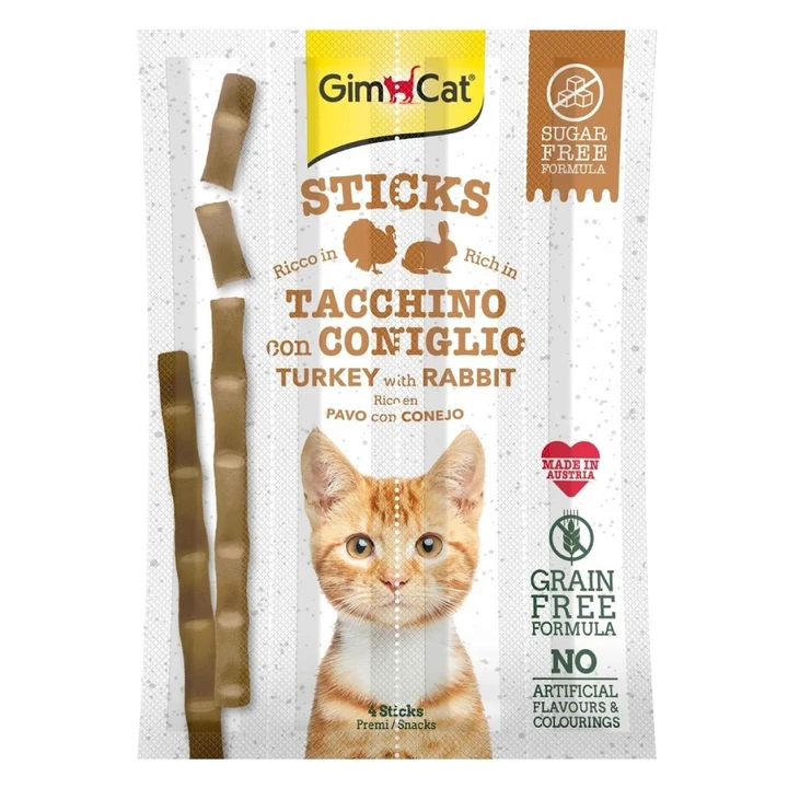 GimCat Sticks Hindi Etli Tavşan Etli Tahılsız Ödül Çubukları 20 G - Ana Görsel