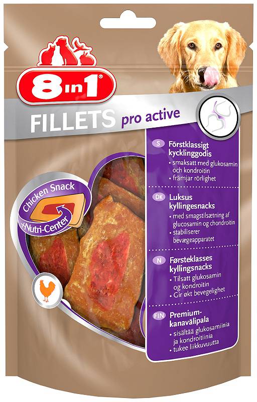 8in1 Fillets Pro Active Eklem Sağlığı için Tavuklu Fileto Köpek Ödül Maması 80 G - Ana Görsel
