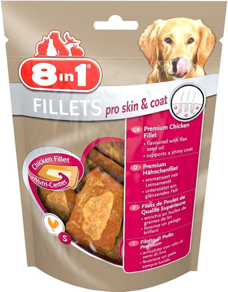 8in1 Fillets Pro Skin & Coat Cilt Sağlığı için Tavuklu Fileto Köpek Ödül Maması 80 G - Ana Görsel