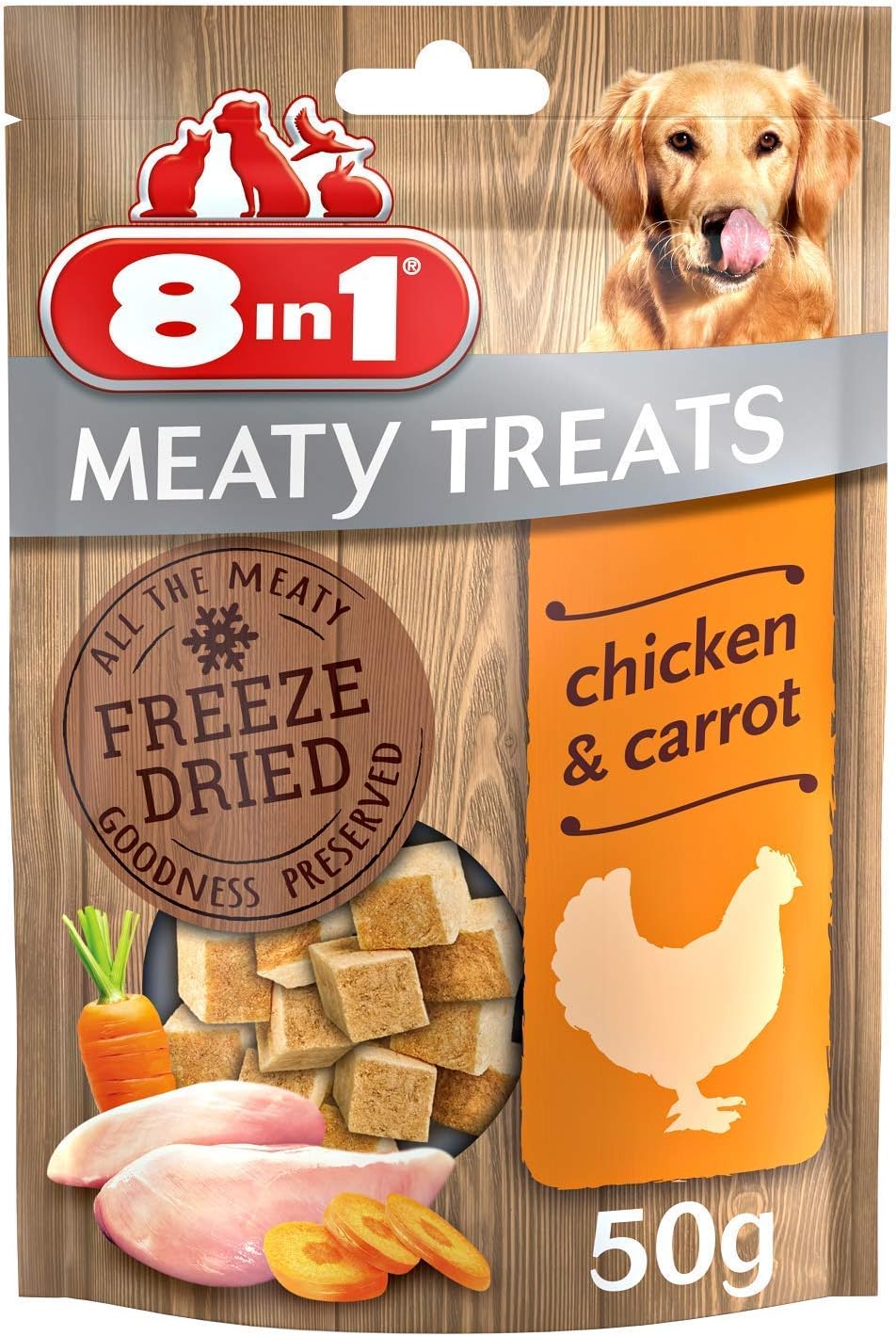 8in1 Meaty Treats Freeze Dried Tavuklu ve Havuçlu Köpek Ödül Maması  50 G - Ana Görsel