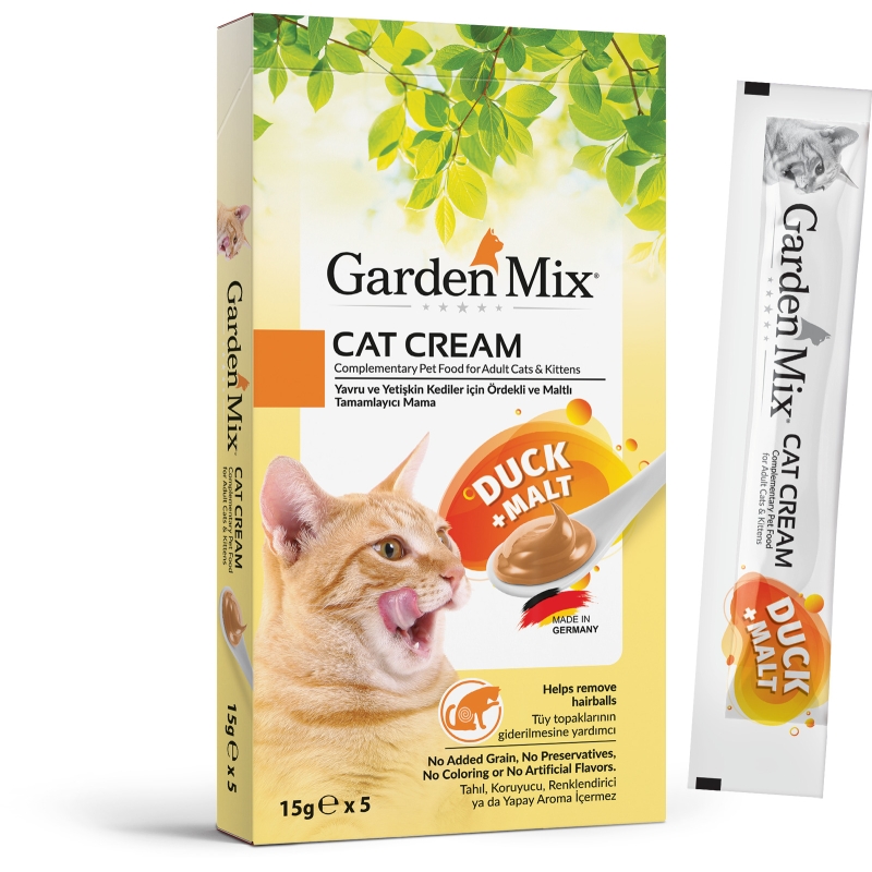 Garden Mix Ördekli ve Maltlı Tüy Topu Oluşumunu Engellemeye Destek Krem Kedi Maltı 5x15 G - Ana Görsel