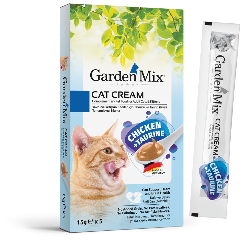 Garden Mix Tavuklu ve Taurinli Kalp ve Beyin Sağlığı Destekleyici Krem Kedi Maması 5x15 G - Ana Görsel