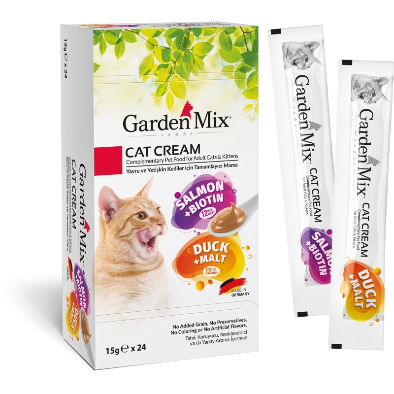 Garden Mix Somon ve Ördek Lezzetleri Karışık Krem Kedi Maması 24x15 G - Ana Görsel