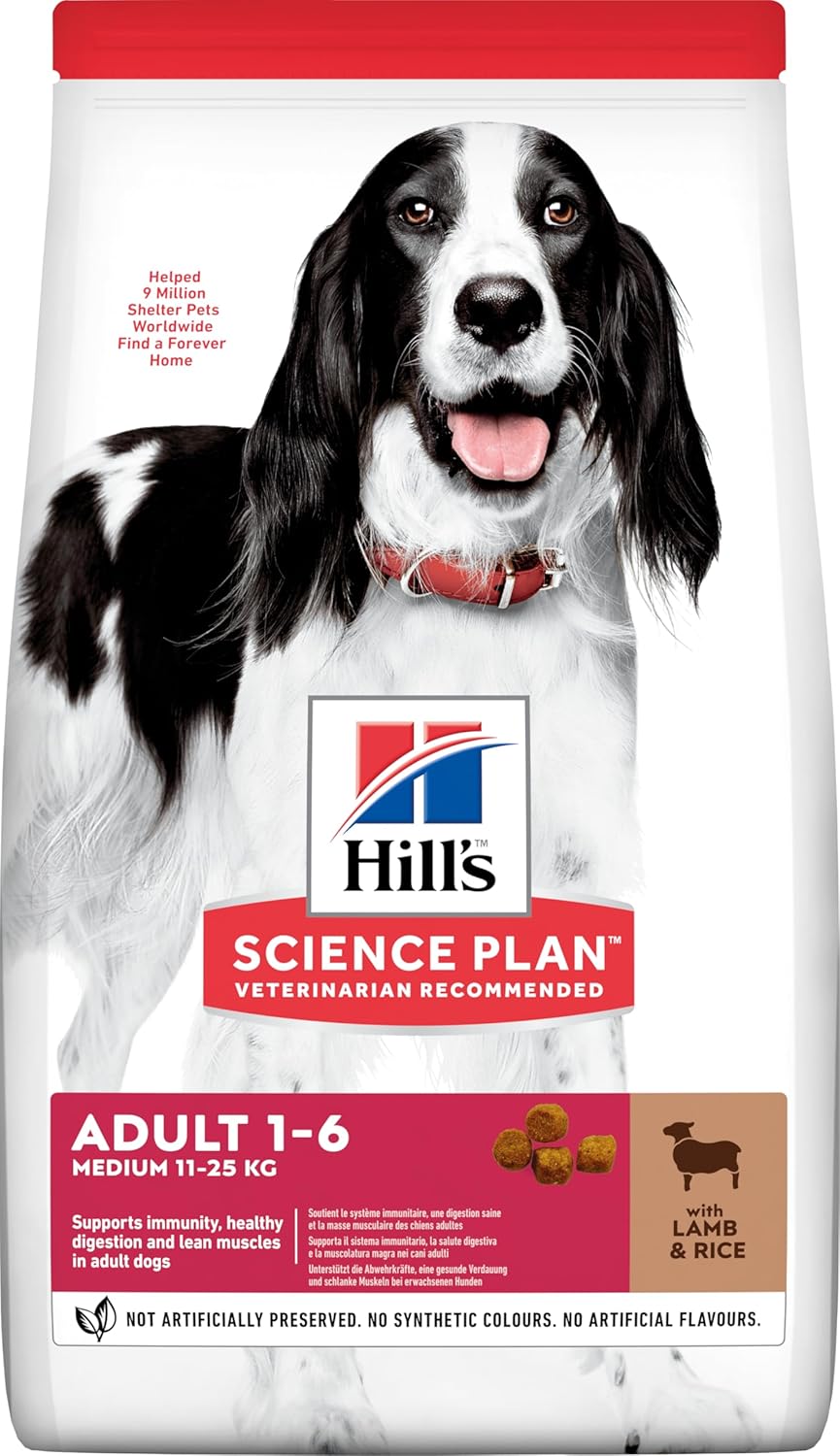 Hill's Adult 1-6 Yaş Pirinç ve Kuzu Etli Orta Irk Yetişkin Köpek Maması 12+2 KG
