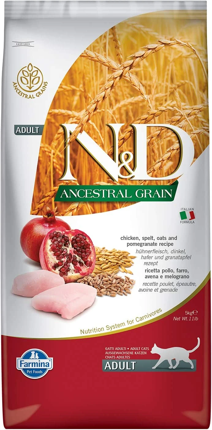 N&D Ancestral Grain Ata Tahıllı Tavuklu Buğdaylı Narlı ve Yulaflı Yetişkin Kedi Maması 5 KG - Ana Görsel