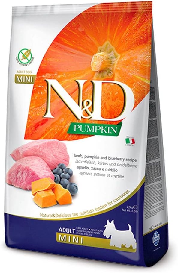 N&D Pumpkin Balkabağı, Kuzu ve Yaban Mersinli Yetişkin Küçük Irk Köpek Maması 7 KG - Ana Görsel