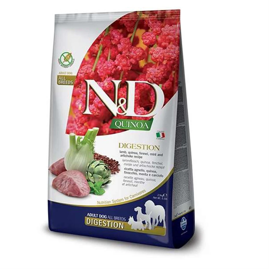 N&D Quinoa Tahılsız Kuzu Etli ve Kinoalı Sindirim Destekleyici Tüm Irklar İçin Yetişkin Köpek Maması 2.5 KG - Ana Görsel
