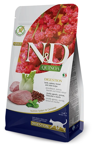 N&D Quinoa Kuzulu ve Kinoalı Sindirim Sistemi Destekleyici Yetişkin Kedi Maması 1.5 KG