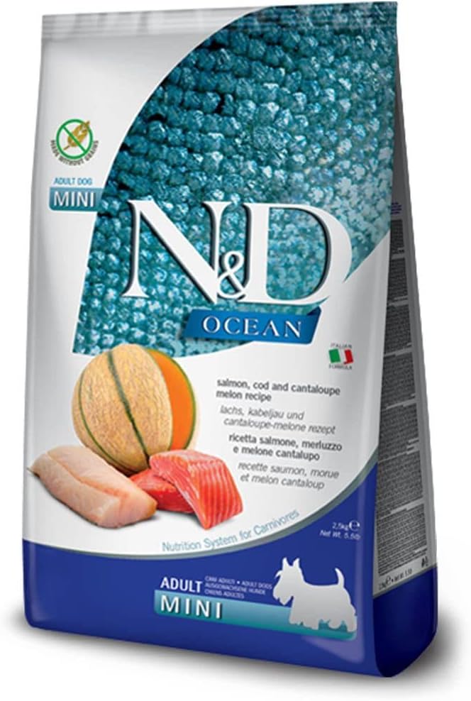N&D Ocean Somonlu Morina Balıklı ve Kavunlu Küçük Irk Yetişkin Köpek Maması 2.5 KG - Ana Görsel