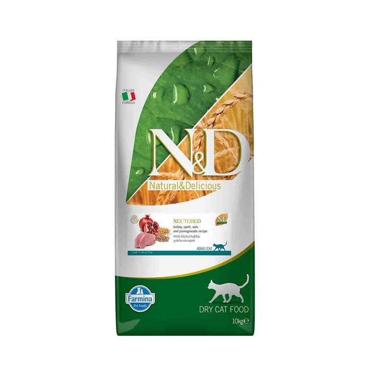 N&D Ancestral Grain Düşük Tahıllı Hindili ve Narlı Kısırlaştırılmış Kedi Maması 10 KG