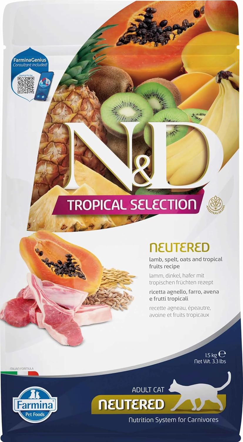 N&D Tropical Selection Kuzu Etli ve Tropikal Meyveli Kısırlaştırılmış Yetişkin Kedi Maması 1.5 KG - Ana Görsel