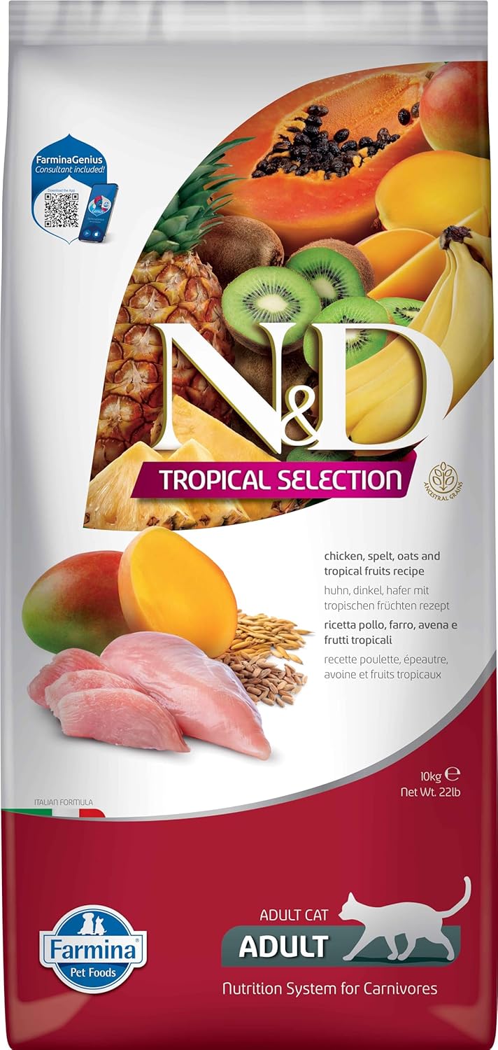 N&D Tropical Selection Tavuklu ve Tropikal Meyveli Yetişkin Kedi Maması 10 KG - Ana Görsel