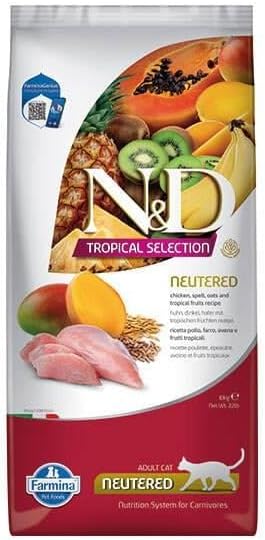 N&D Tropical Selection Tavuklu ve Tropikal Meyveli Kısırlaştırılmış Yetişkin Kedi Maması 10 KG - Ana Görsel