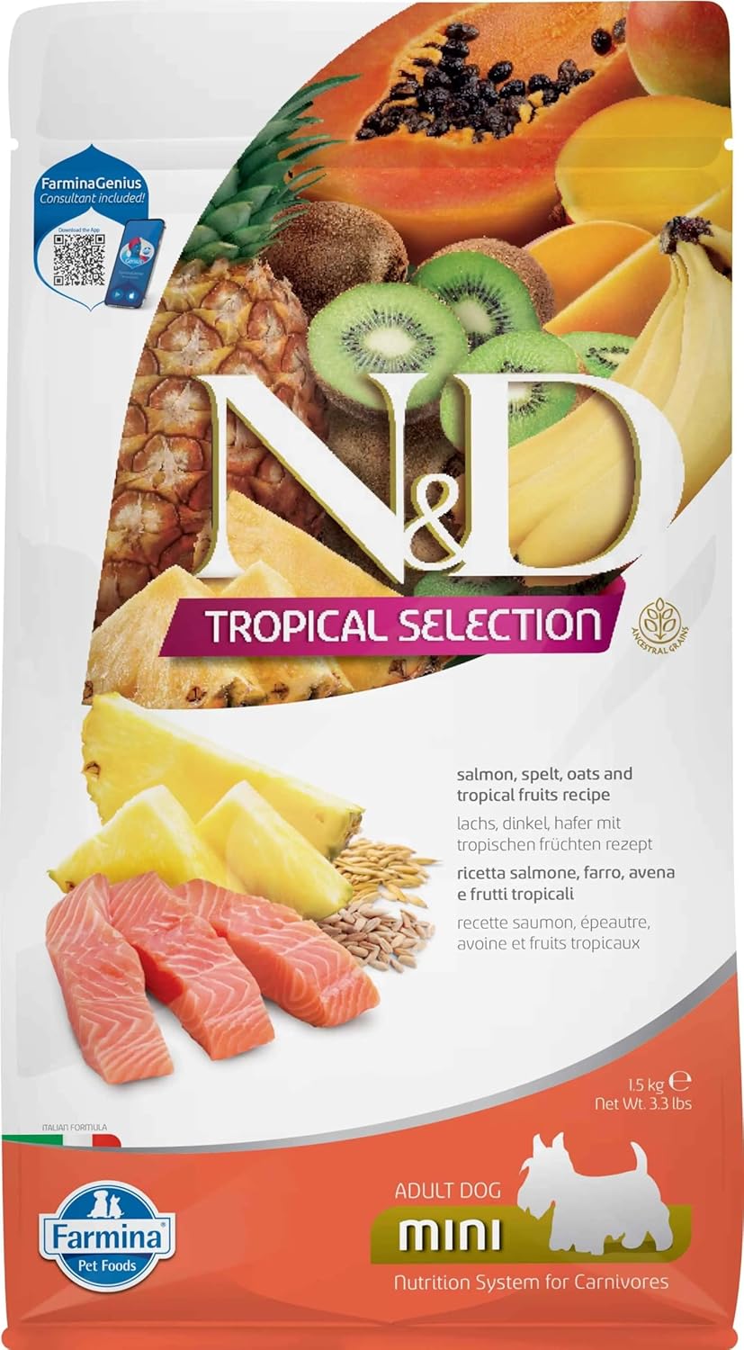 N&D Tropical Selection Somonlu ve Tropikal Meyveli Mini Irk Yetişkin Köpek Maması 1.5 KG - Ana Görsel
