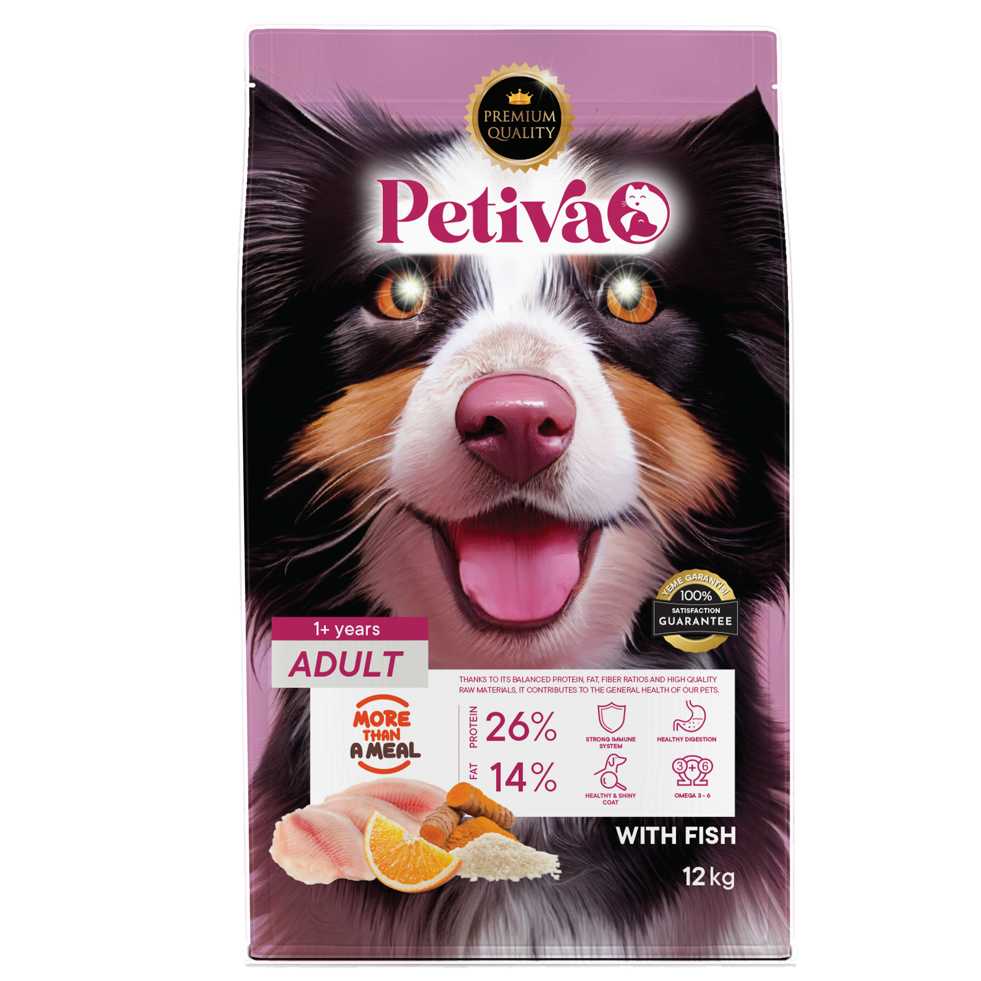 Petiva Yetişkin Köpekler İçin Balık Etli Kuru Köpek Maması (12 Kg, Balık) - Ana Görsel