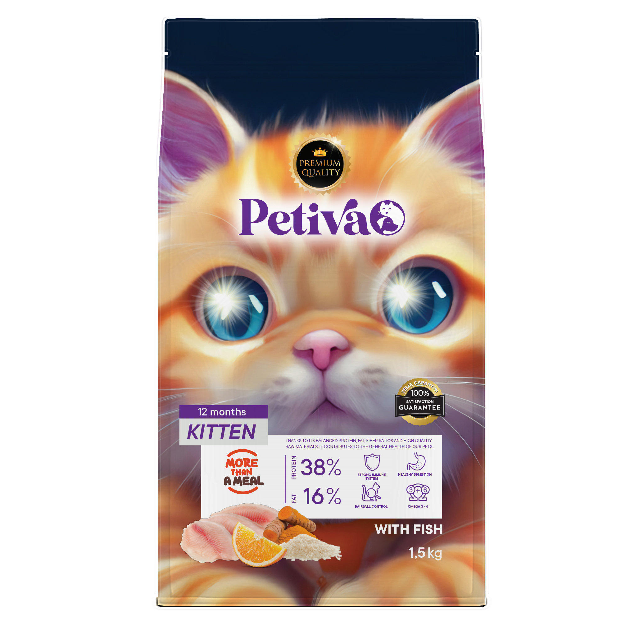 Petiva Yavru Kediler İçin Balık Etli Kuru Kedi Maması (1.5 Kg, Balık) - Ana Görsel