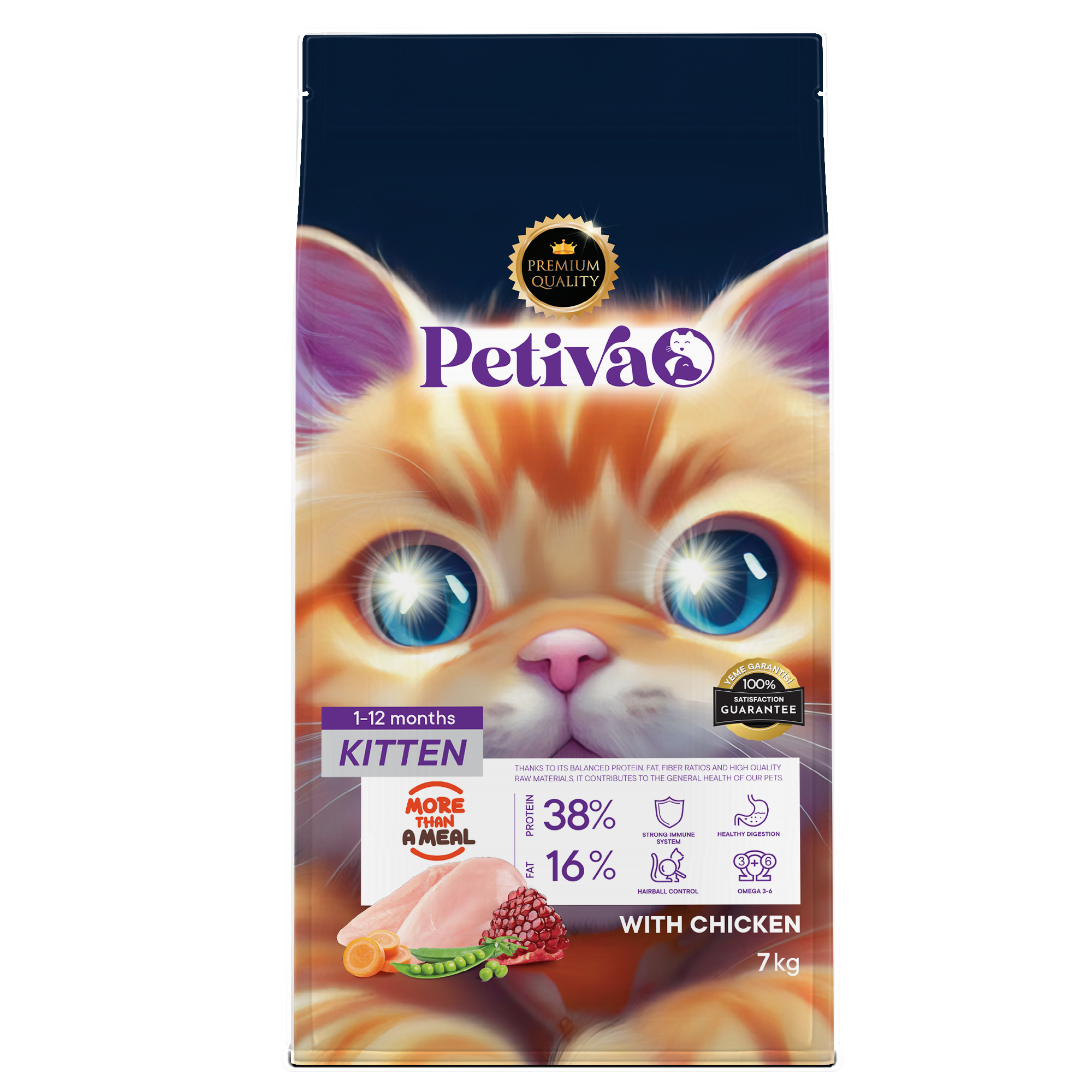 Petiva Yavru Kediler İçin Tavuk Etli Kuru Kedi Maması (7 Kg, Tavuk) - Ana Görsel